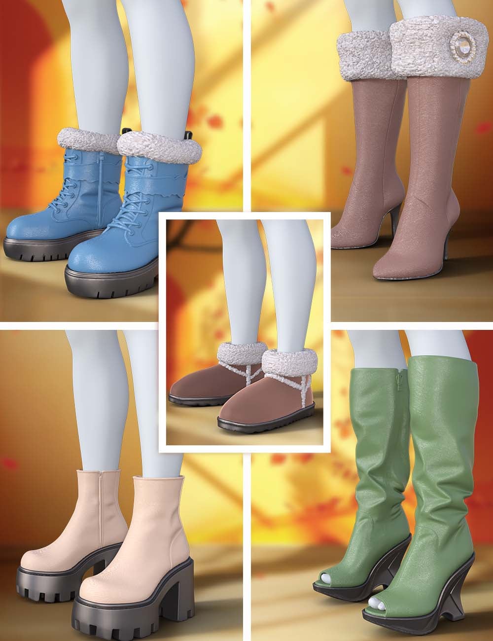 TN Winter Collection - Boots Vol. 2 for Genesis 9 and 8 Female by: TINANE, 3D Models by Daz 3D