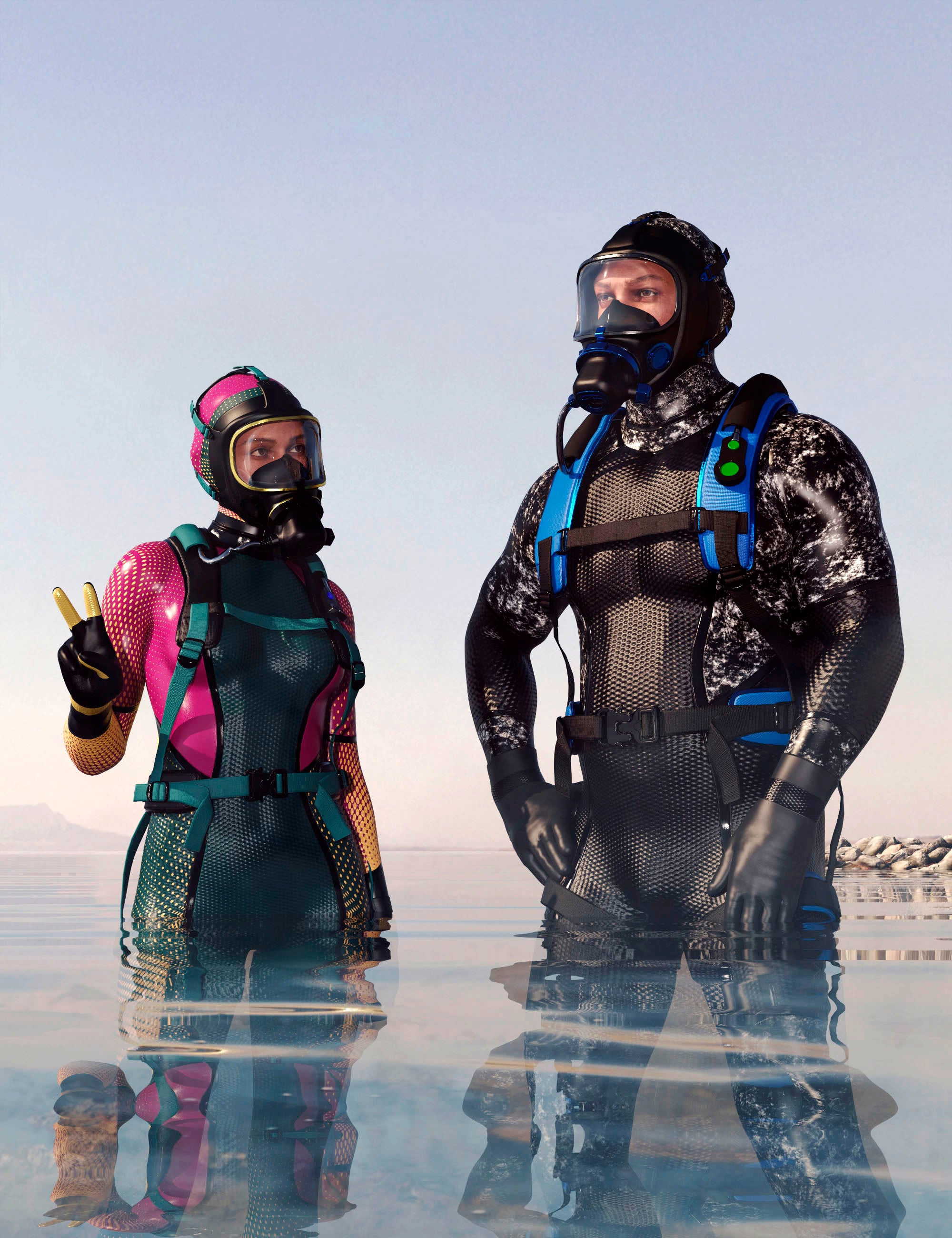 Full Diving Equipment for Genesis 9 Texture Add-On by: fjaa3d, 3D Models by Daz 3D