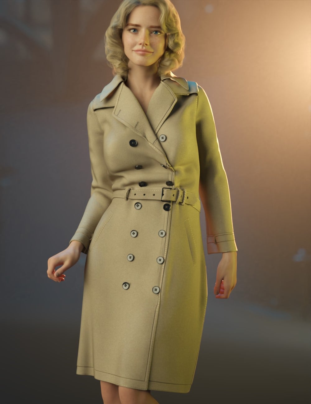 dForce Linda Trench Coat for Genesis 9 and Genesis 8 Female by: Chris Cox, 3D Models by Daz 3D