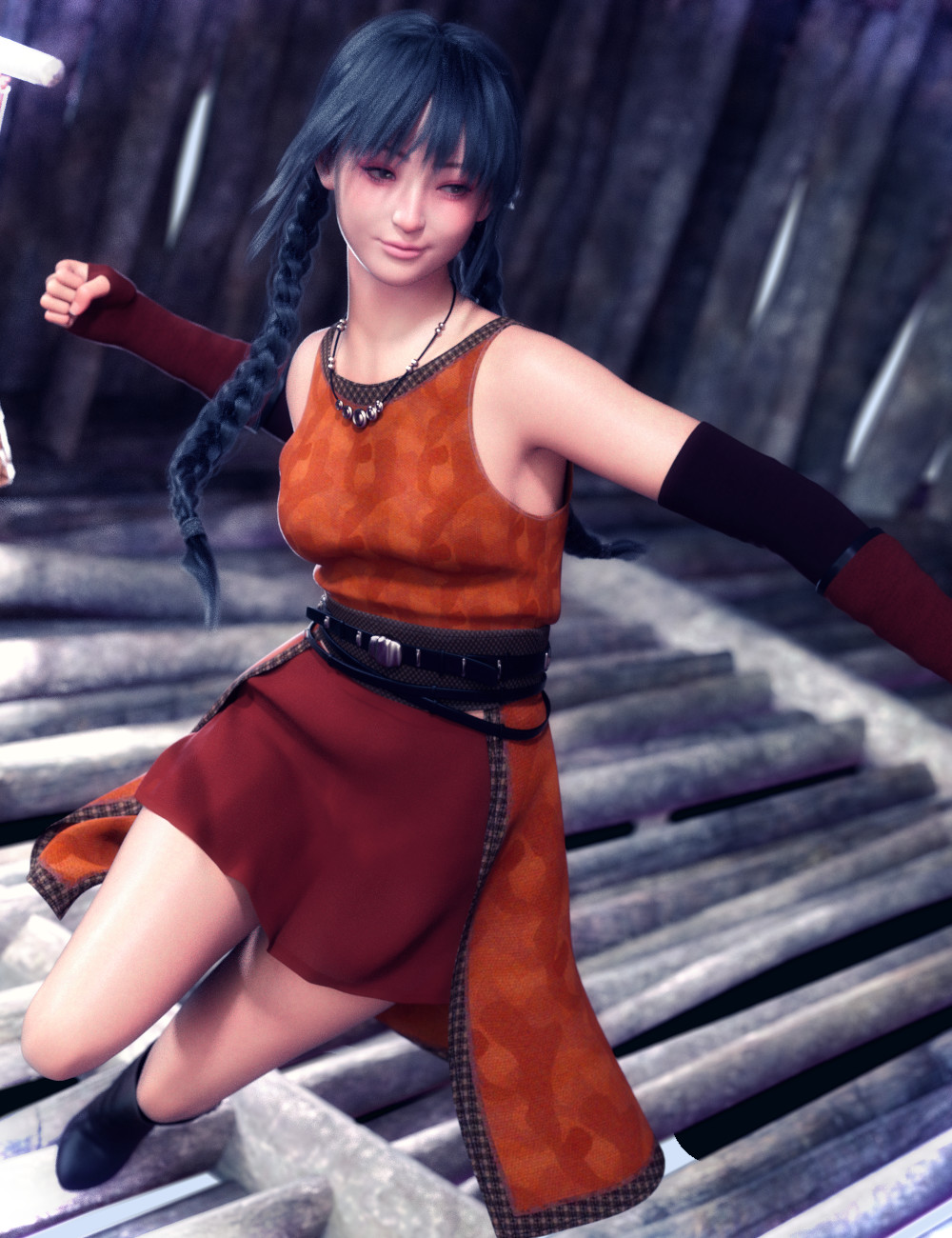 dForce Fantasy Scout Outfit for Genesis 9 by: tentman, 3D Models by Daz 3D