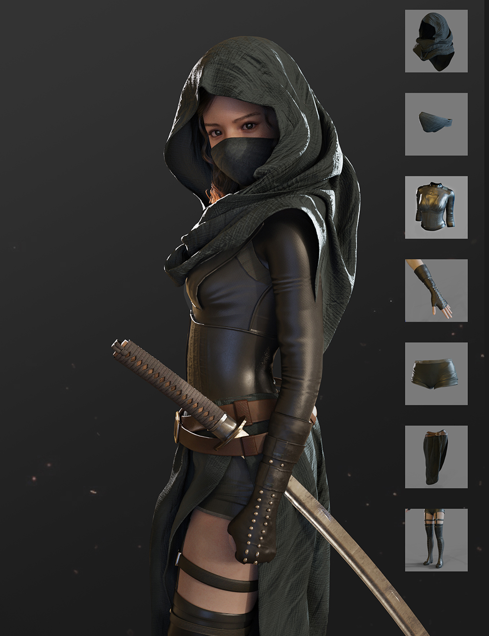 dForce MB Assassin Suit for Genesis 9 Feminine by: Magic Brush, 3D Models by Daz 3D