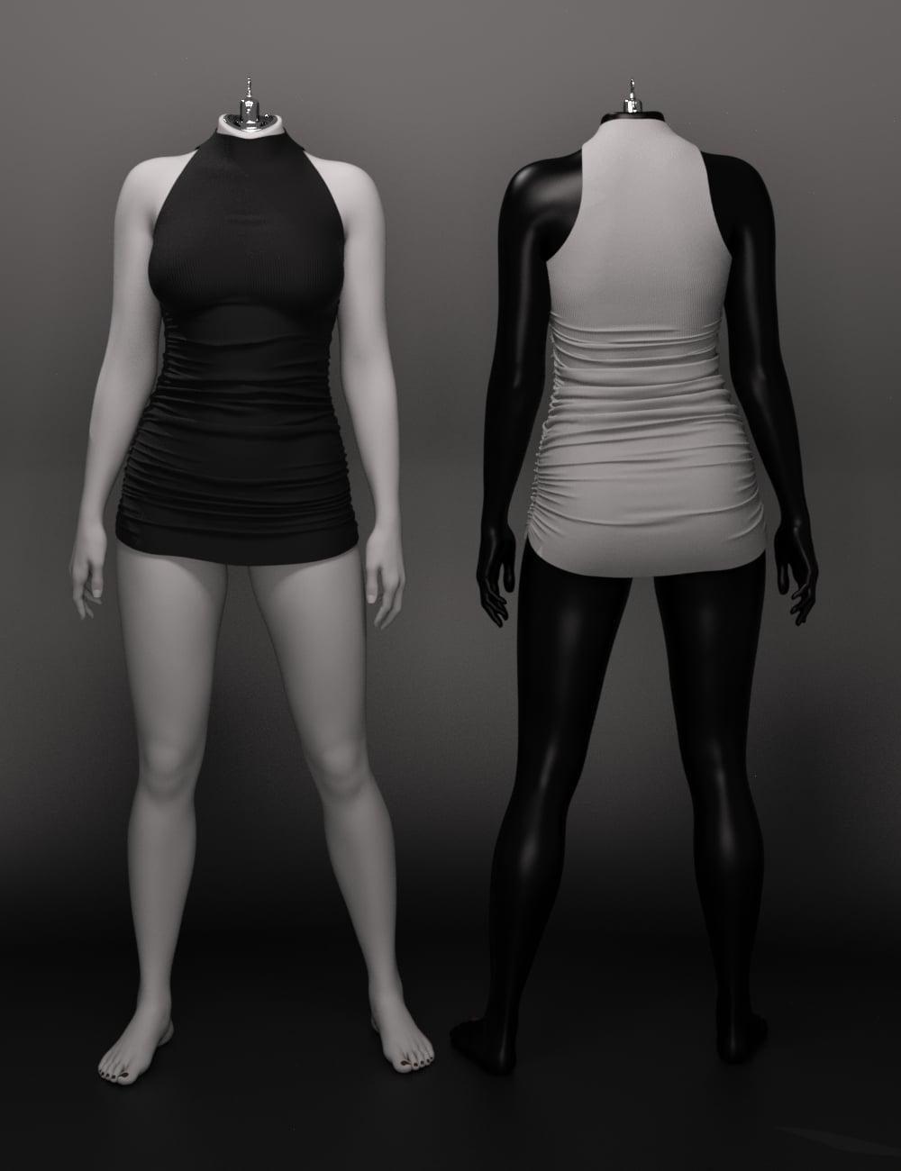 dForce EG JKNS Halter Neck Dress for Genesis 9 by: Ergou, 3D Models by Daz 3D