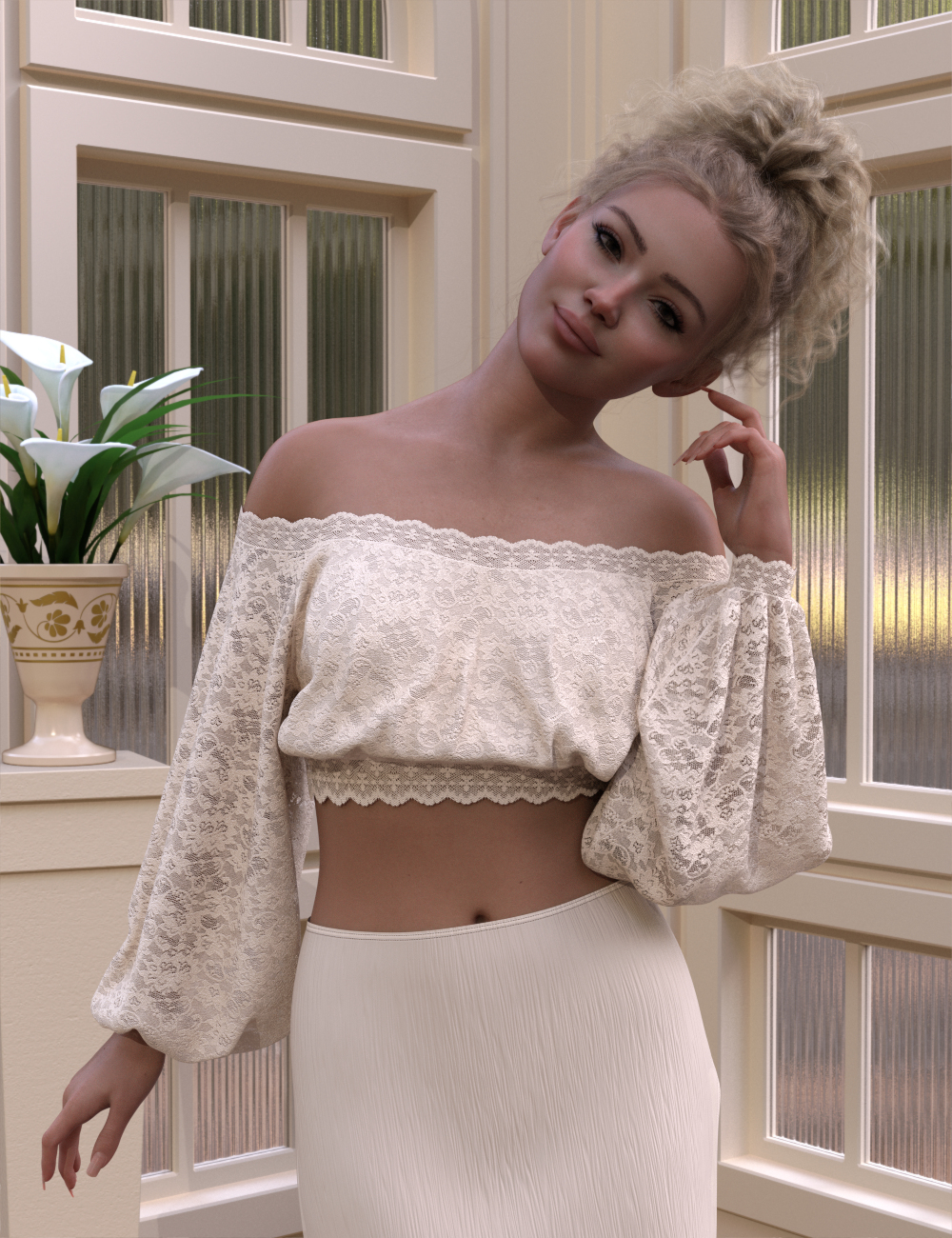 dForce Bianca Top for Genesis 9 by: Lully, 3D Models by Daz 3D