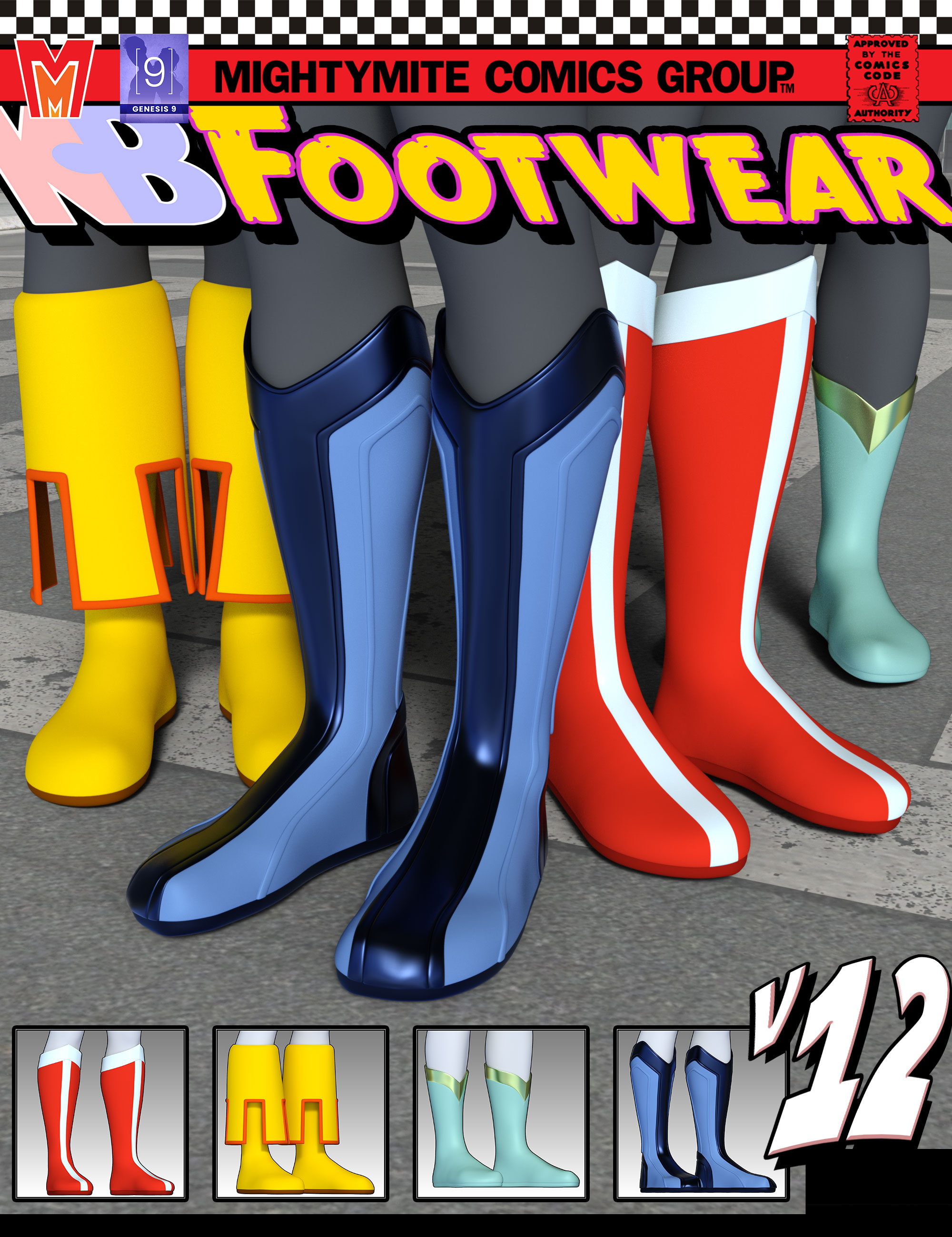 Footwear v012 MMKBGenesis 9 by: MightyMite, 3D Models by Daz 3D