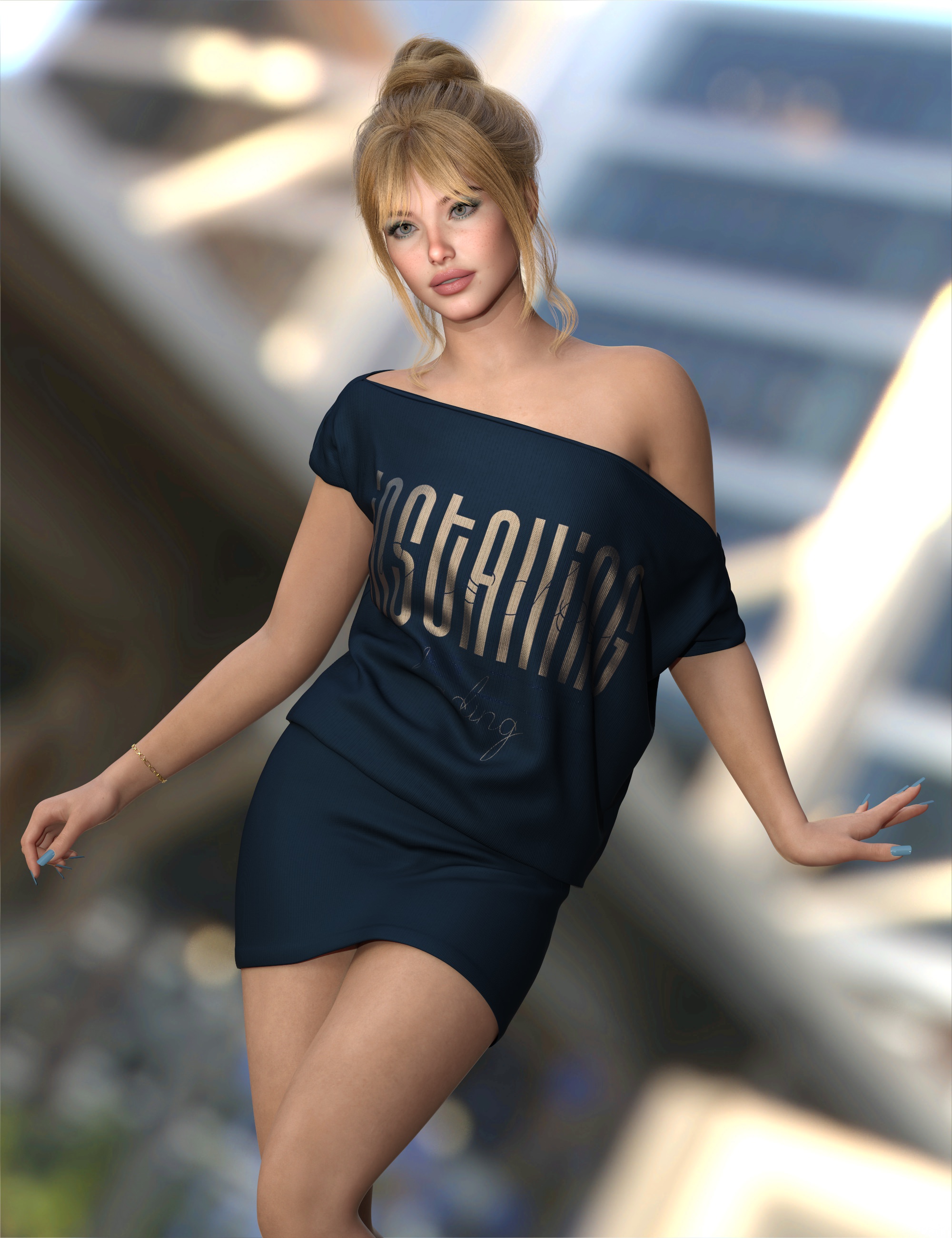 dForce Loa Dress for Genesis 9 by: Nelmi, 3D Models by Daz 3D