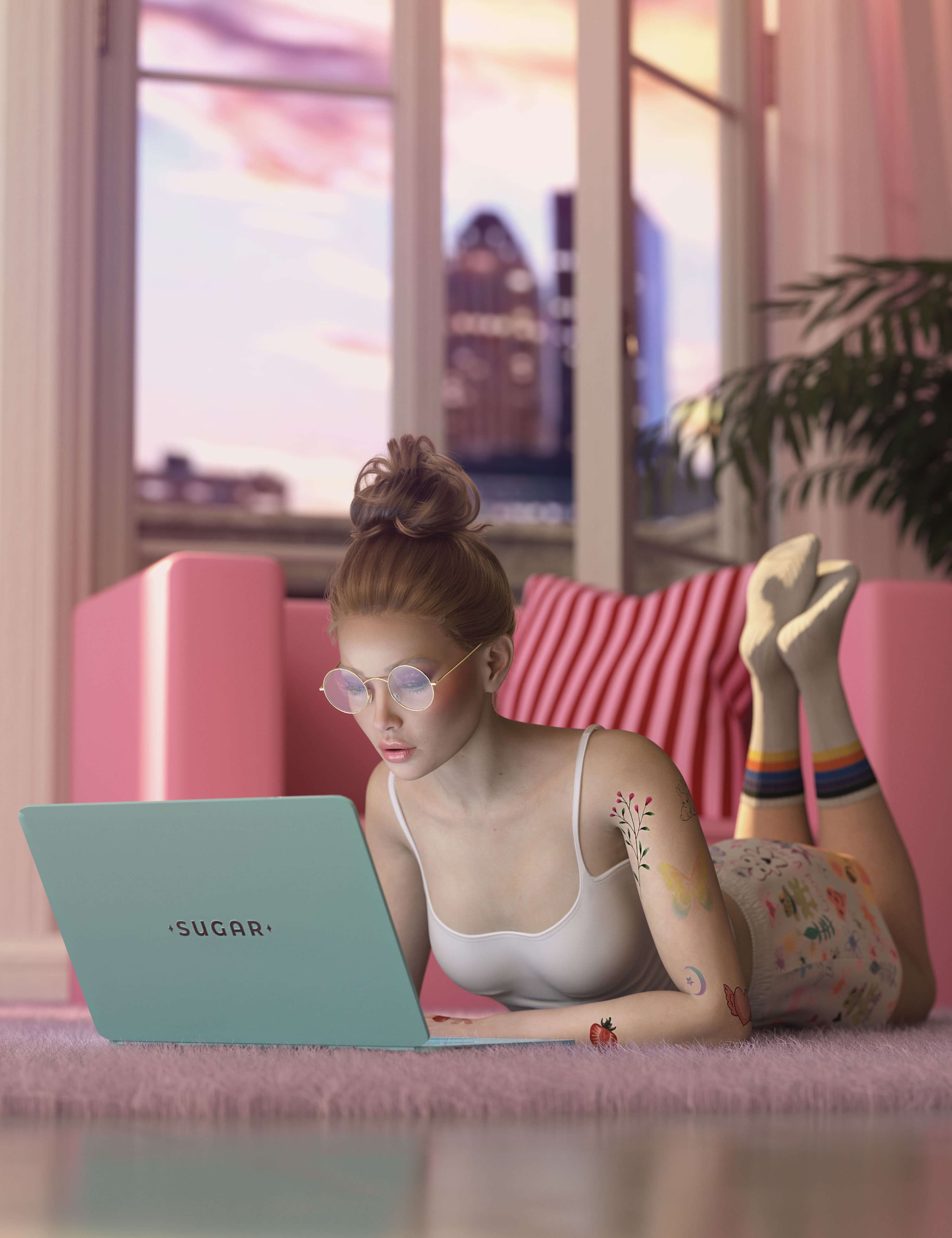 Work From Home Poses and Props for Genesis 9 by: 3D SugarStardust AngelCosmoXpressionFriendship Studio, 3D Models by Daz 3D