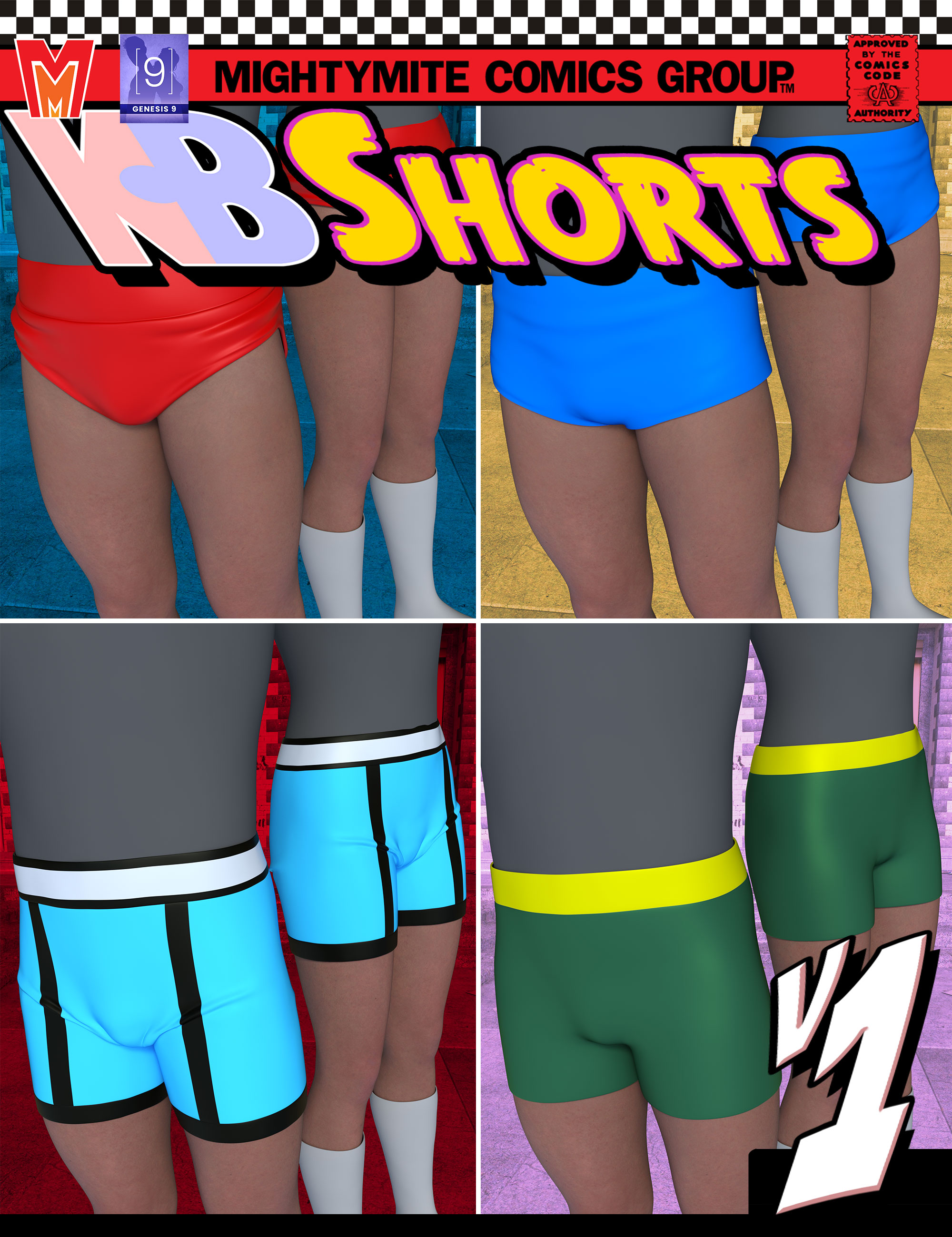 Shorts v001 MMKBGenesis 9 by: MightyMite, 3D Models by Daz 3D