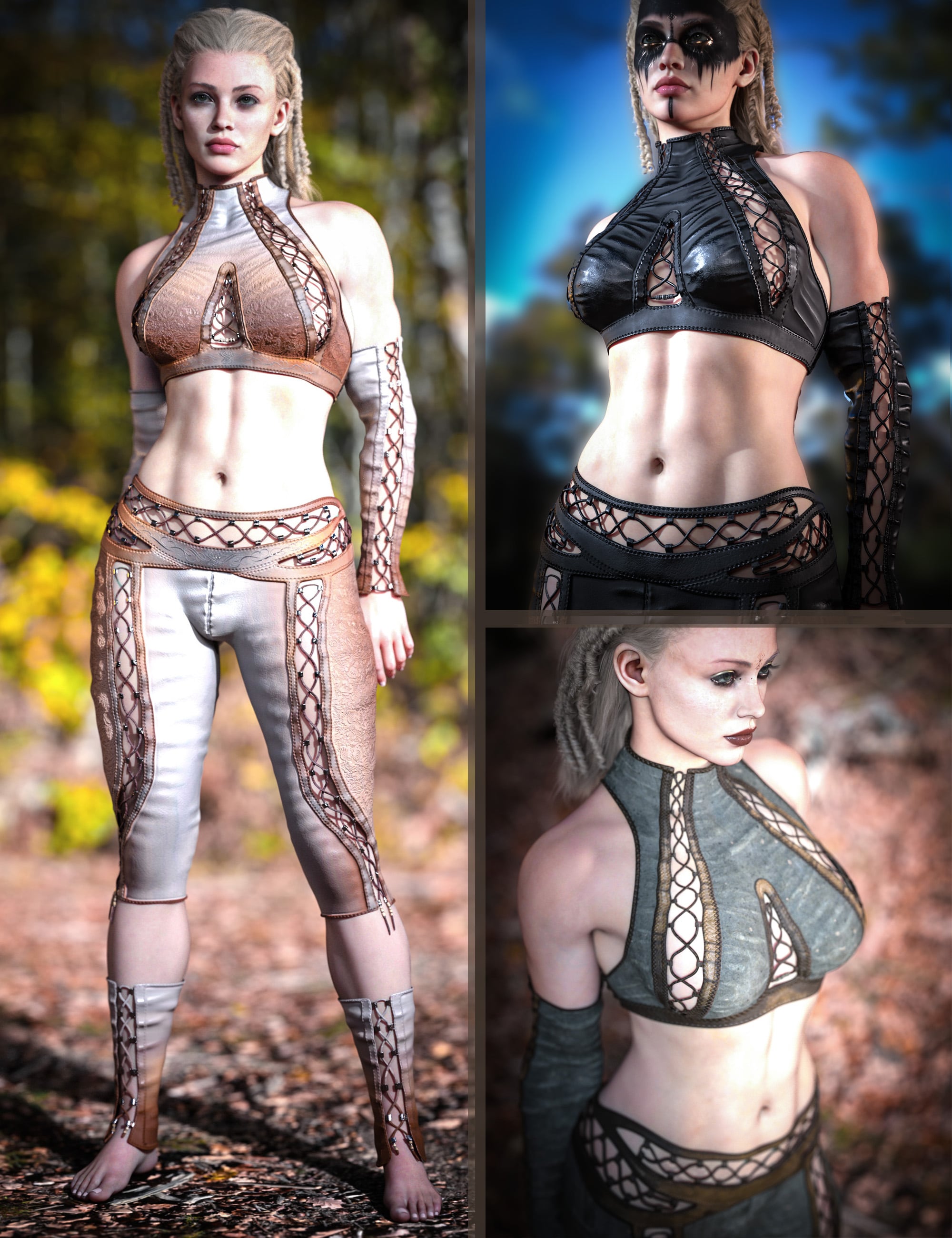 dForce CB Karee Clothing Set Bundle by: CynderBlue, 3D Models by Daz 3D