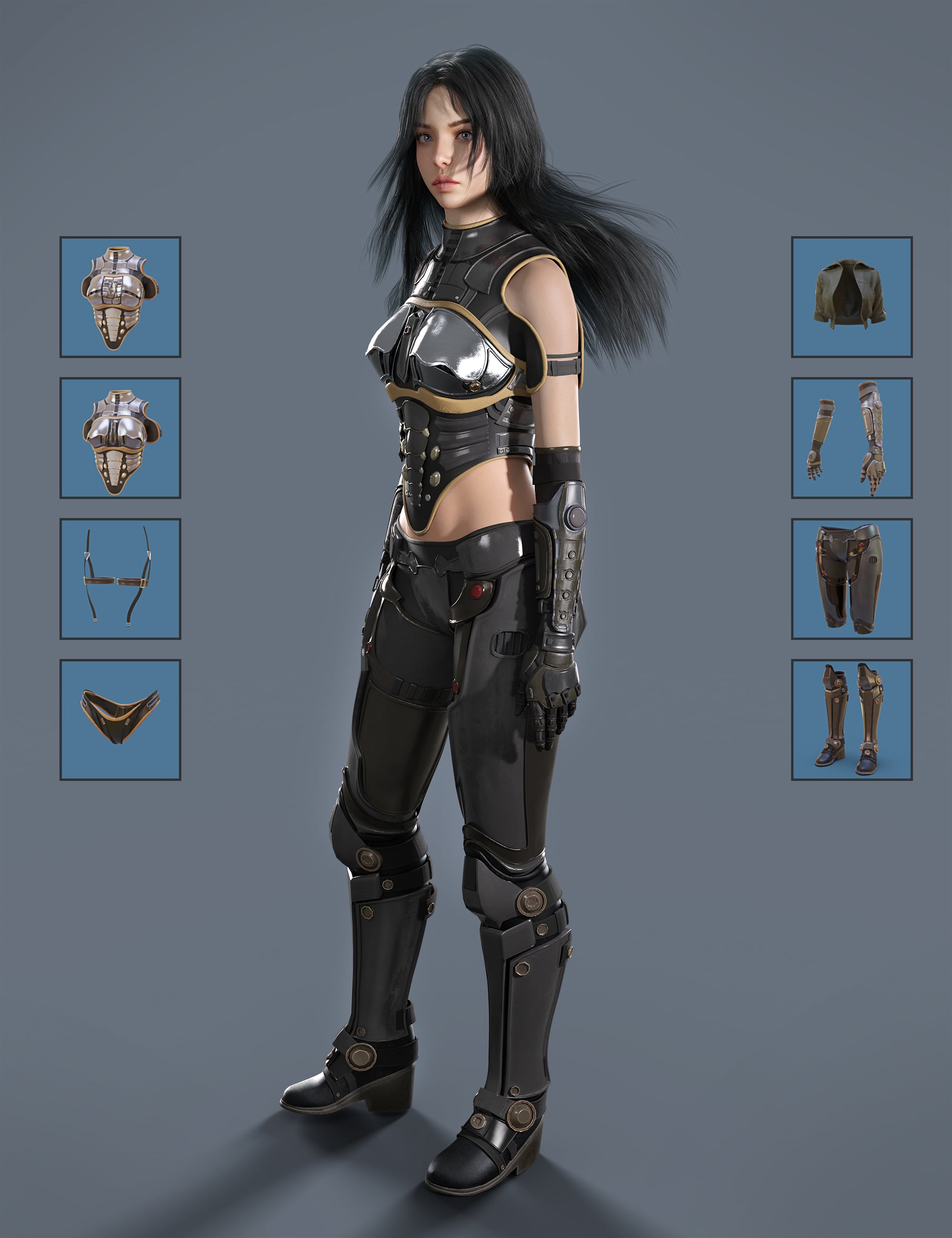 dForce MB Mech Suit for Genesis 9 Feminine by: Magic Brush, 3D Models by Daz 3D