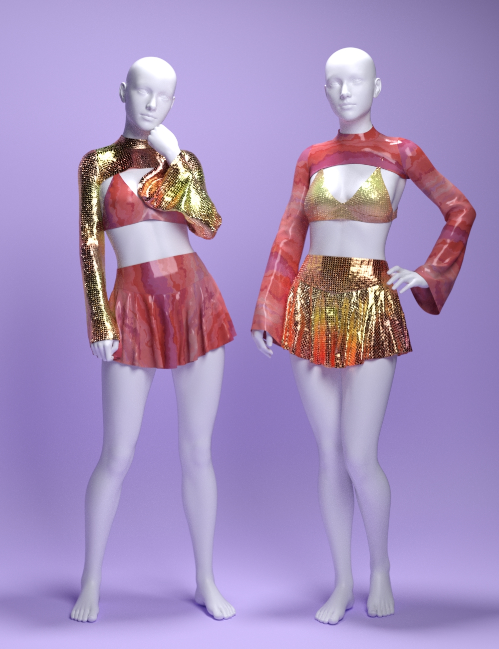 dForce MS Rave Star Outfit for Genesis 9 and 8 Female by: MavisSky, 3D Models by Daz 3D