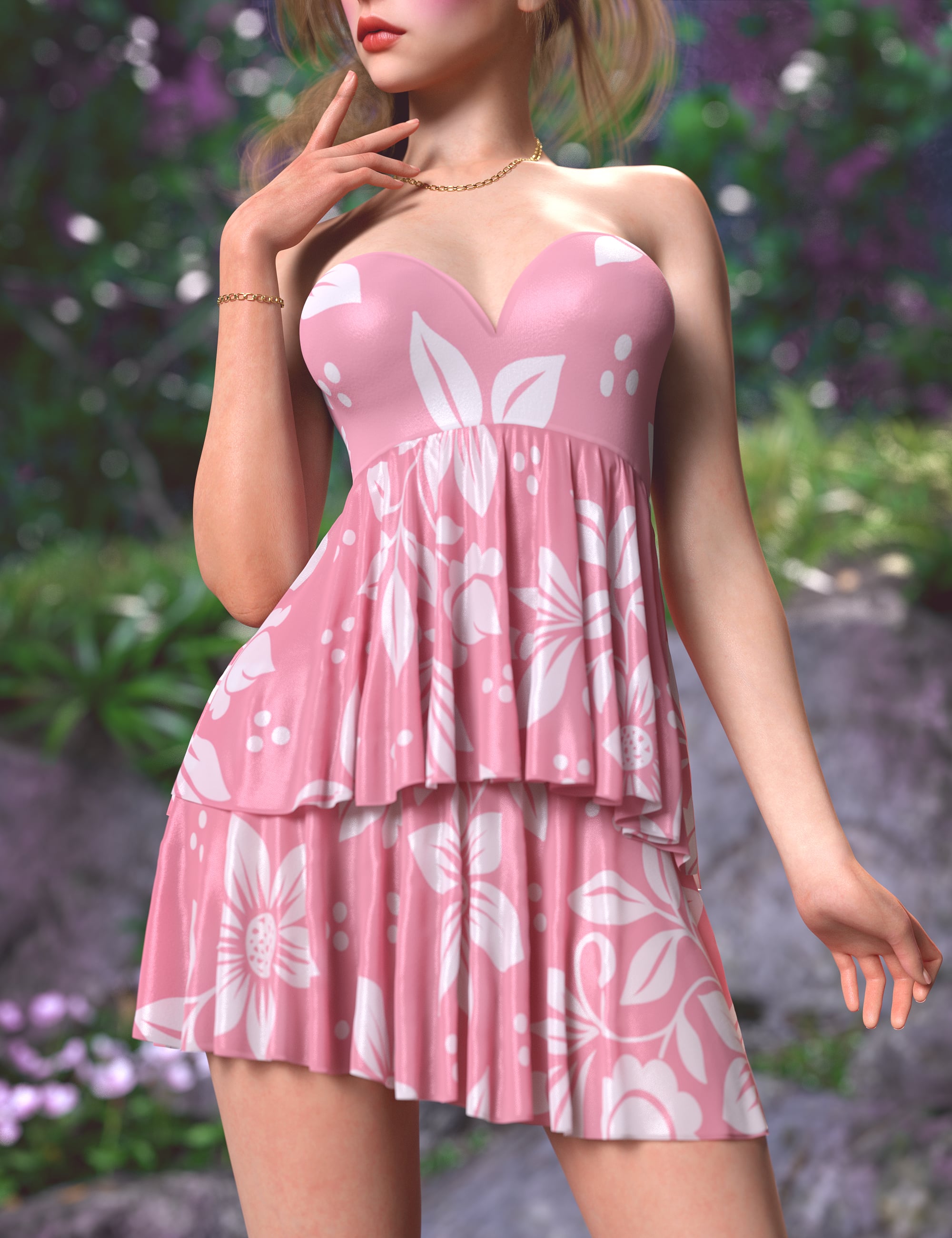 MbM dForce Charming Dress for Genesis 9 by: Heatherlly, 3D Models by Daz 3D