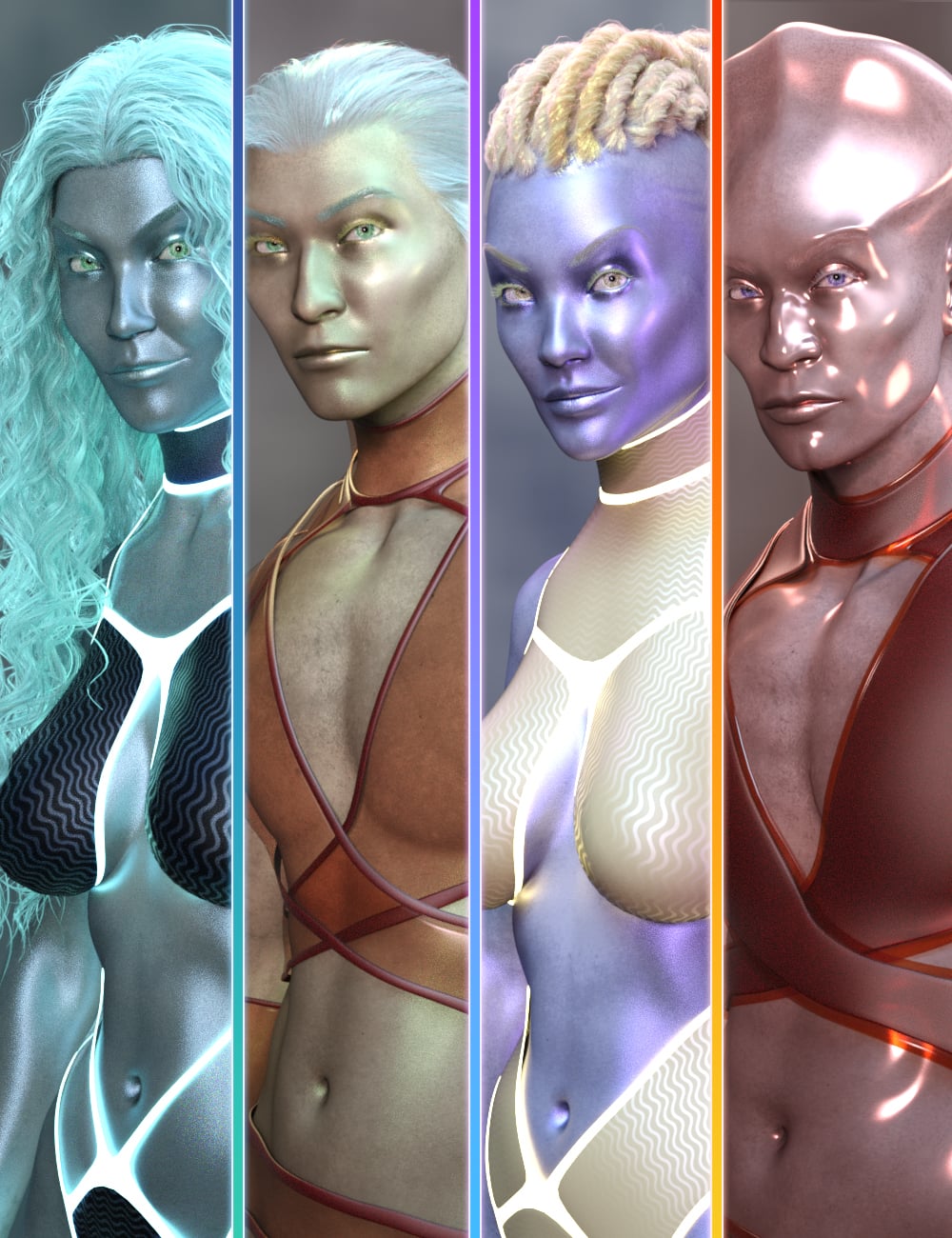 AB Simple Artificial Skins and Shaders for Genesis 9 by: AuraBianca, 3D Models by Daz 3D