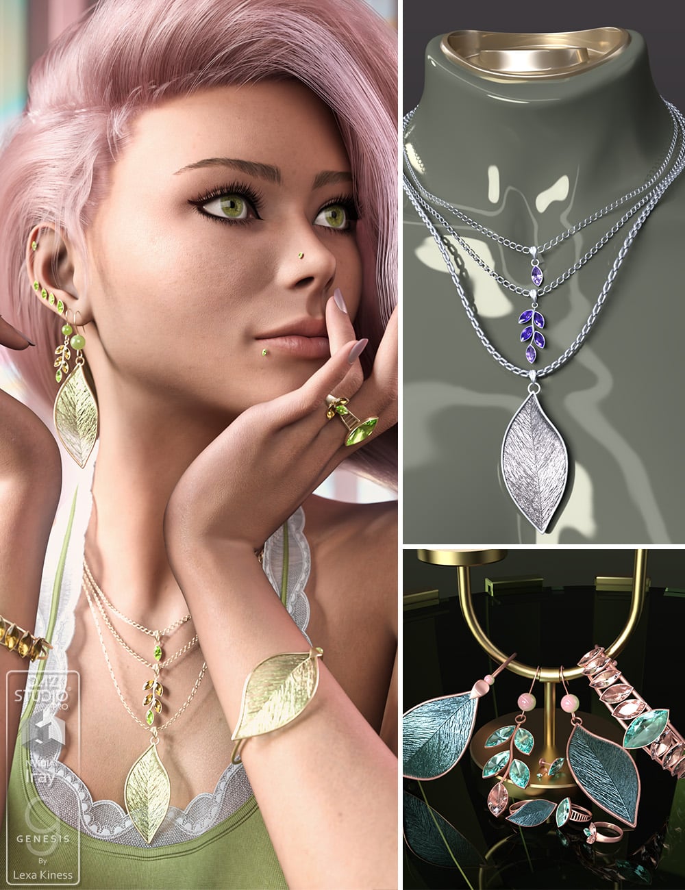 Seren Jewelry for Genesis 9 by: Lexa Kiness, 3D Models by Daz 3D