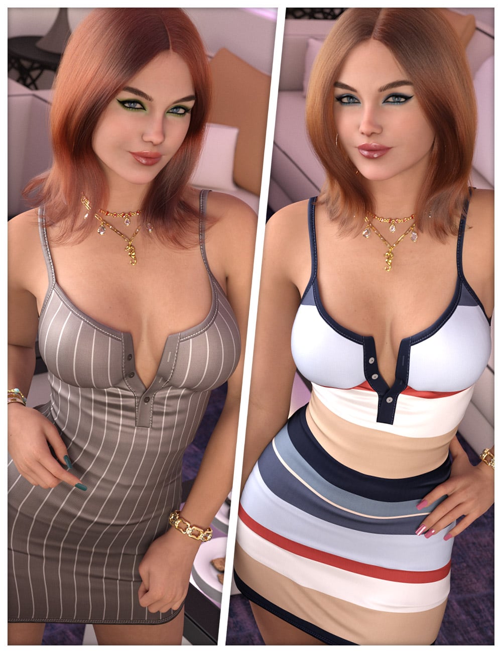 Fashionable Textures for dForce SU Spicy Girl Dress by: ShanasSoulmate, 3D Models by Daz 3D