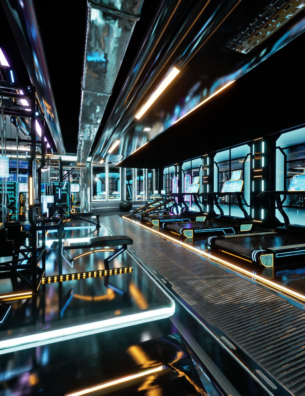 XI Futuristic Gym by: Xivon, 3D Models by Daz 3D