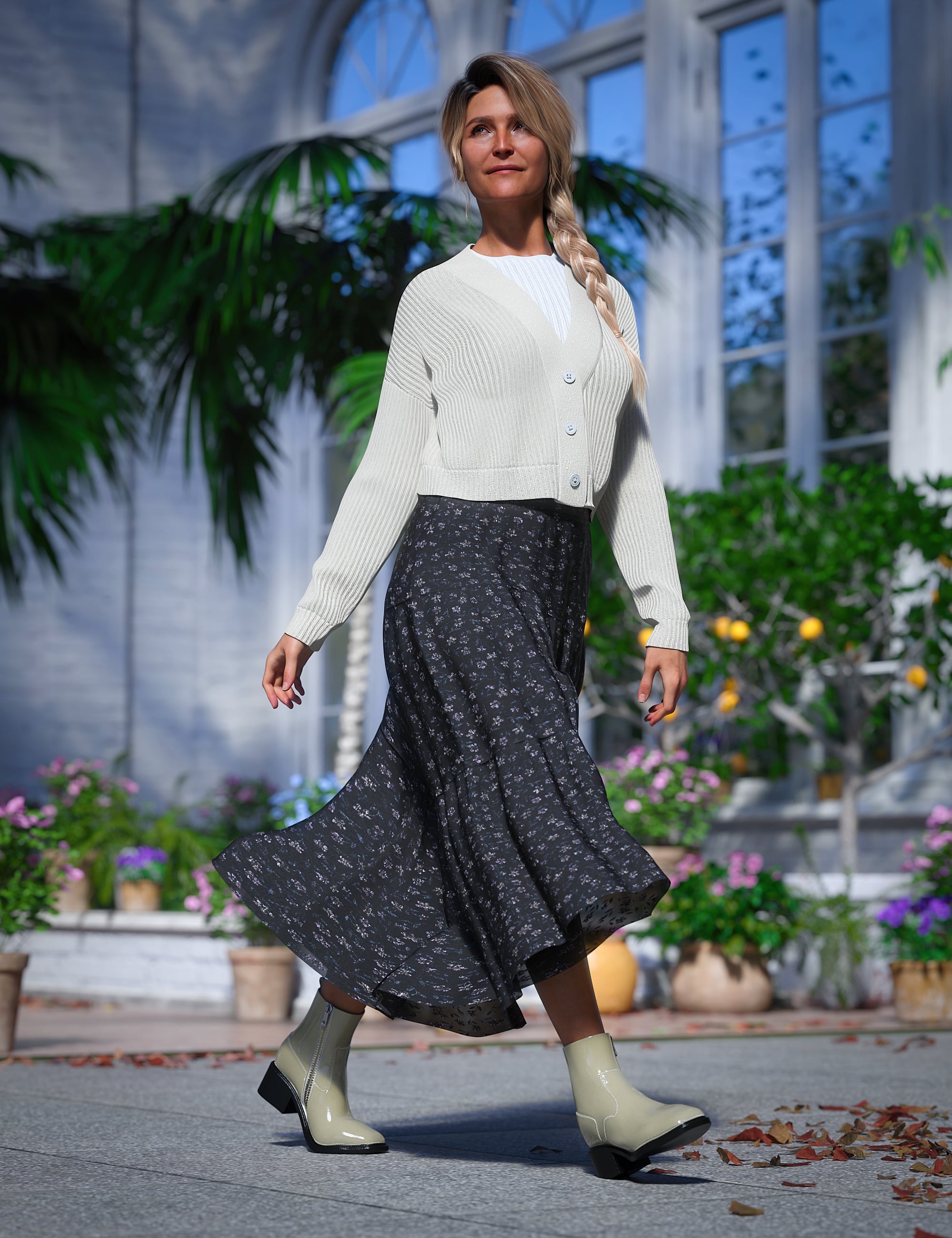 KuJ dForce Spring Pastoral Casual Set For Genesis 9 by: Kujira, 3D Models by Daz 3D