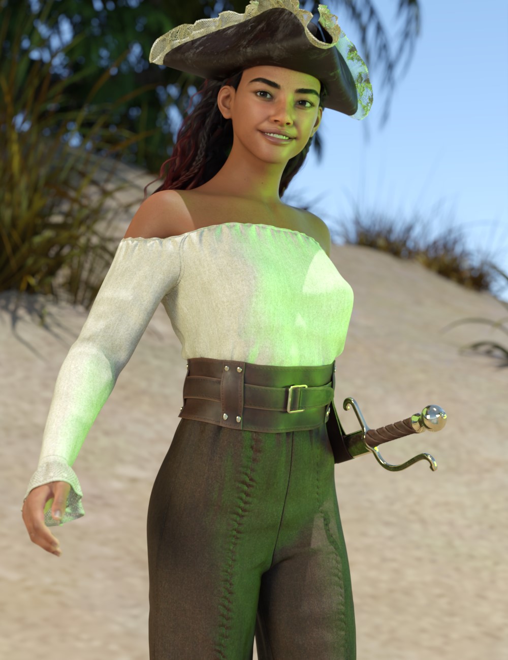 dForce Seawolf Pirate Outfit for Genesis 9 and 8 Female by: Chris Cox, 3D Models by Daz 3D