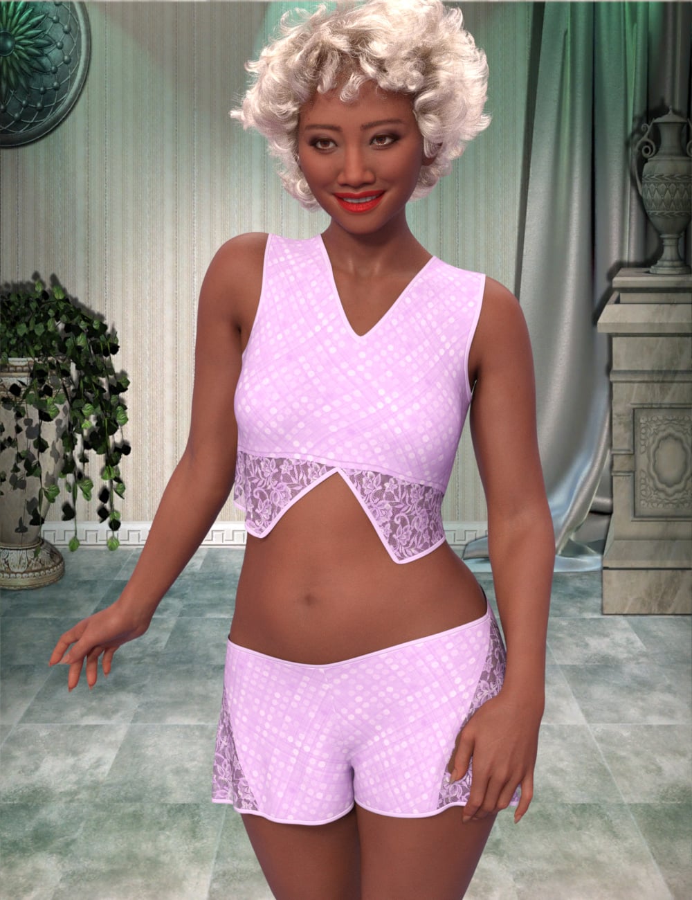 DNA Celest dForce Tap Pants Set for Genesis 9 by: Donnena, 3D Models by Daz 3D
