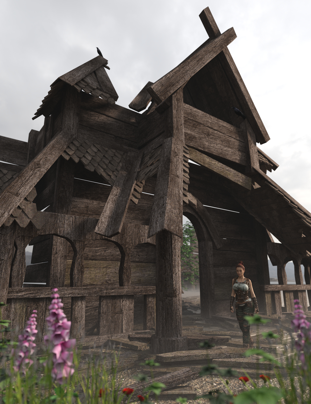 Wooden Church Ruins 1 by: Enterables, 3D Models by Daz 3D