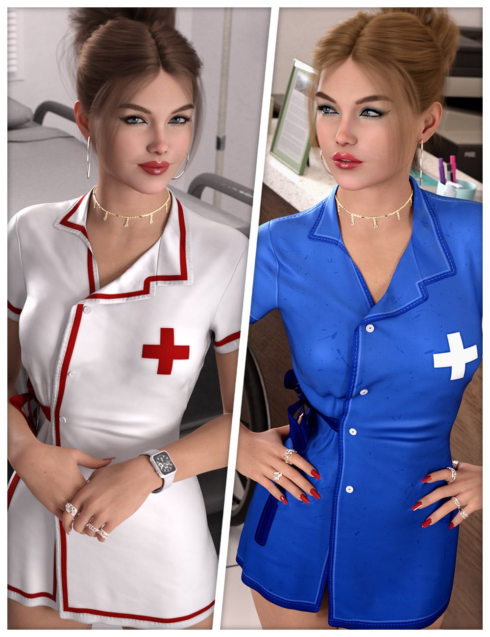Clinical Textures for dForce SU Sexy Nurse Uniform by: ShanasSoulmate, 3D Models by Daz 3D