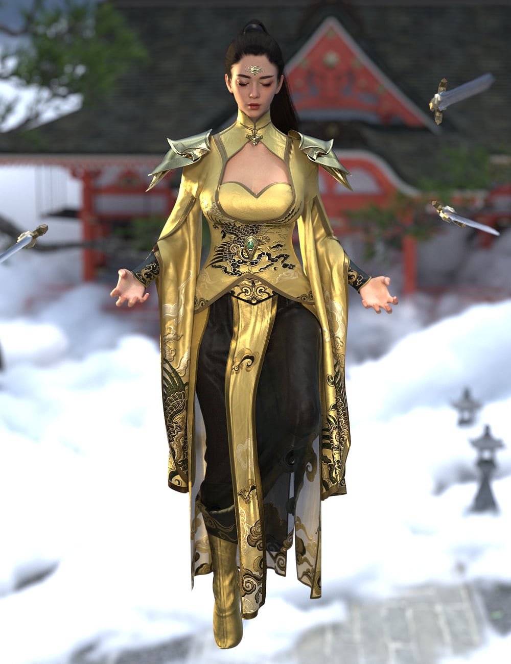 dForce Lala Gilded Immortal Outfit for Genesis 9 by: Lala-Rabbit, 3D Models by Daz 3D