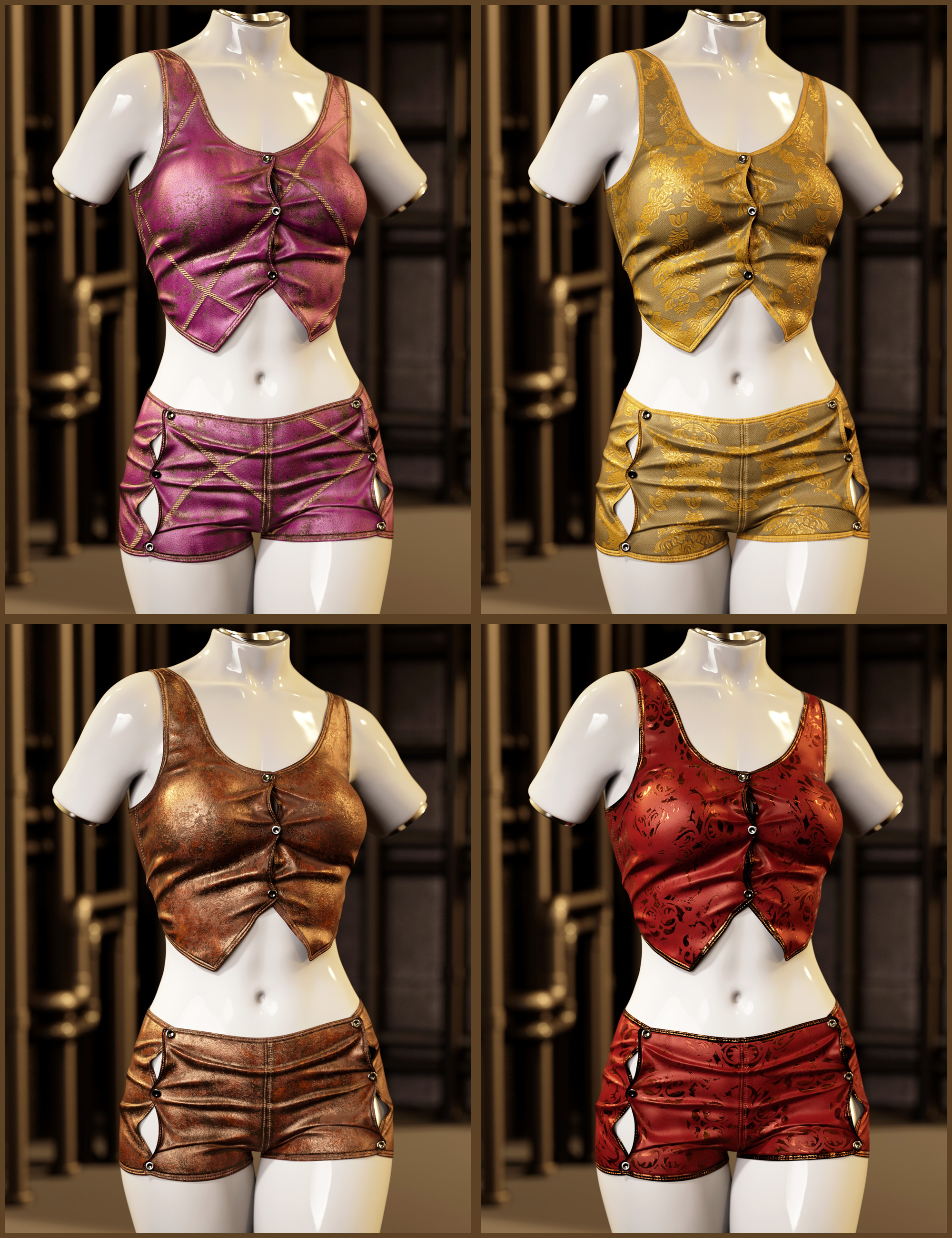 Fantasy Textures Addon for Buttoned Up 02 Outfit by: outoftouch, 3D Models by Daz 3D