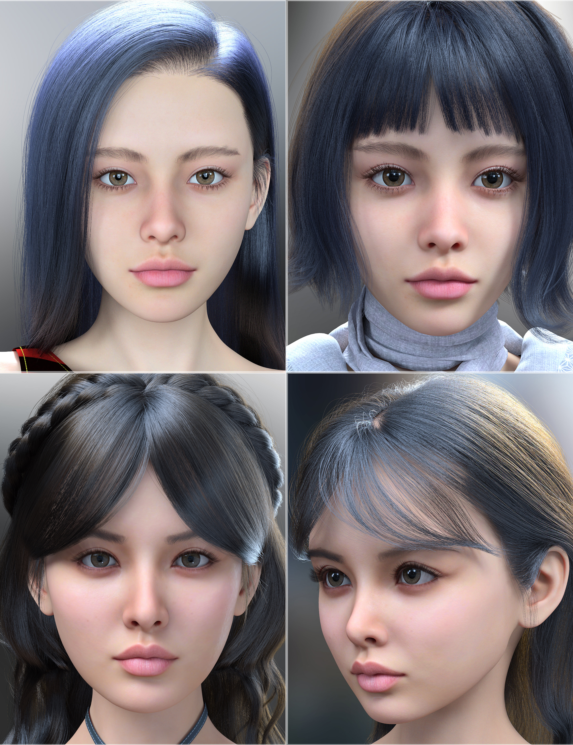 Vo Cora and Young, and Vo Joni and Young HD for Genesis 9 Character Bundle by: VOOTW, 3D Models by Daz 3D