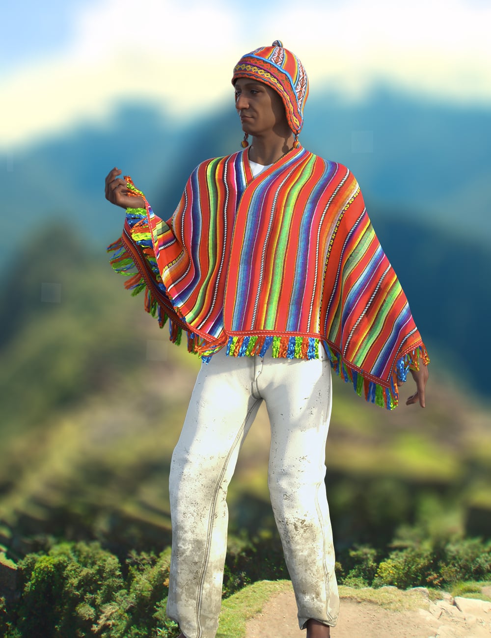 dForce Traditional Peruvian Men’s Outfit for Genesis 9 by: Meshitup, 3D Models by Daz 3D