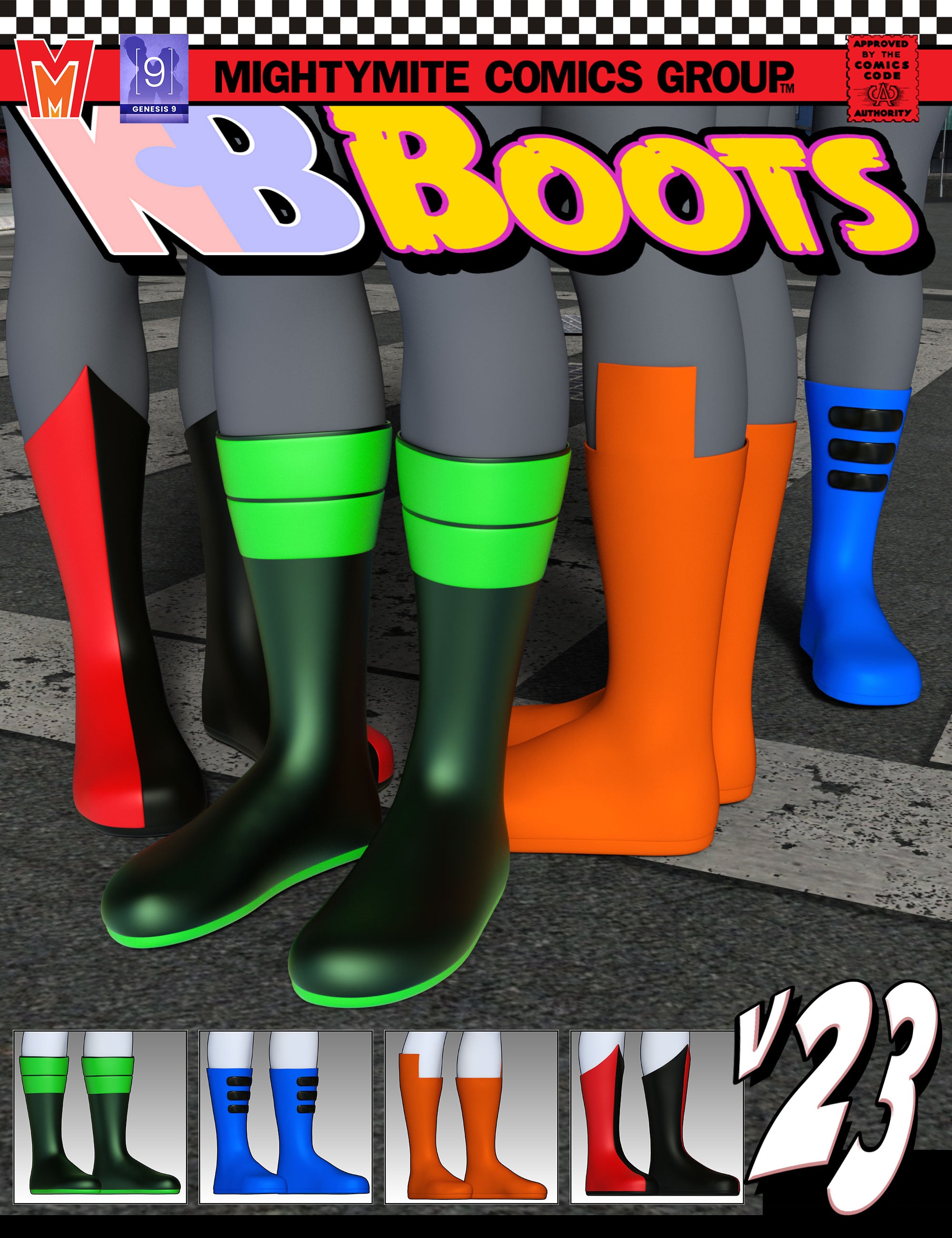 Boots v023 MMKBGenesis 9 by: MightyMite, 3D Models by Daz 3D