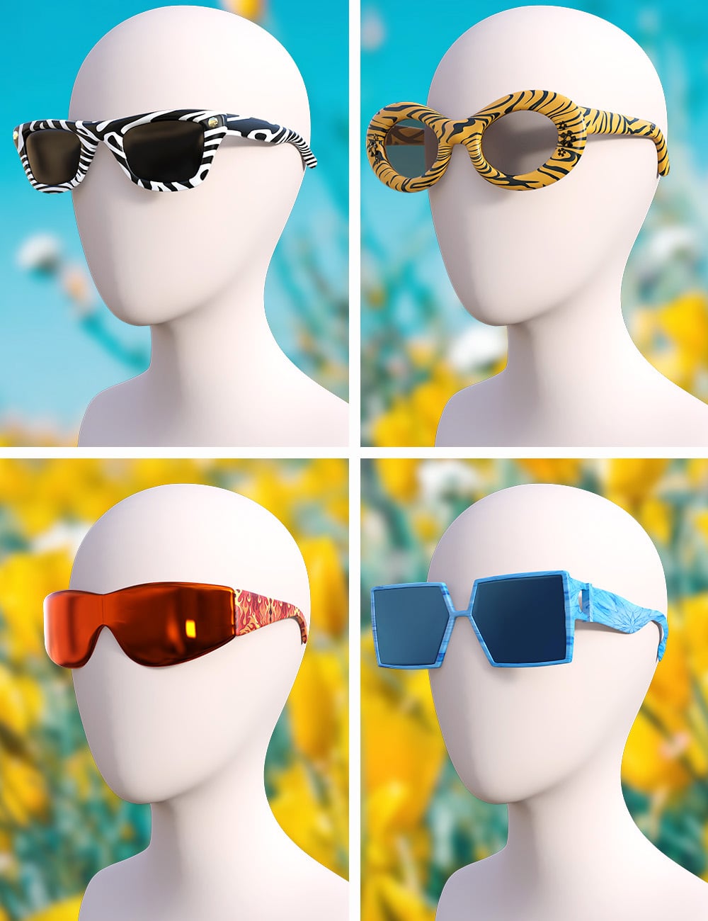 TIN Spring Is Coming - Sunglasses for Genesis 9 and 8 Female by: TINANE, 3D Models by Daz 3D
