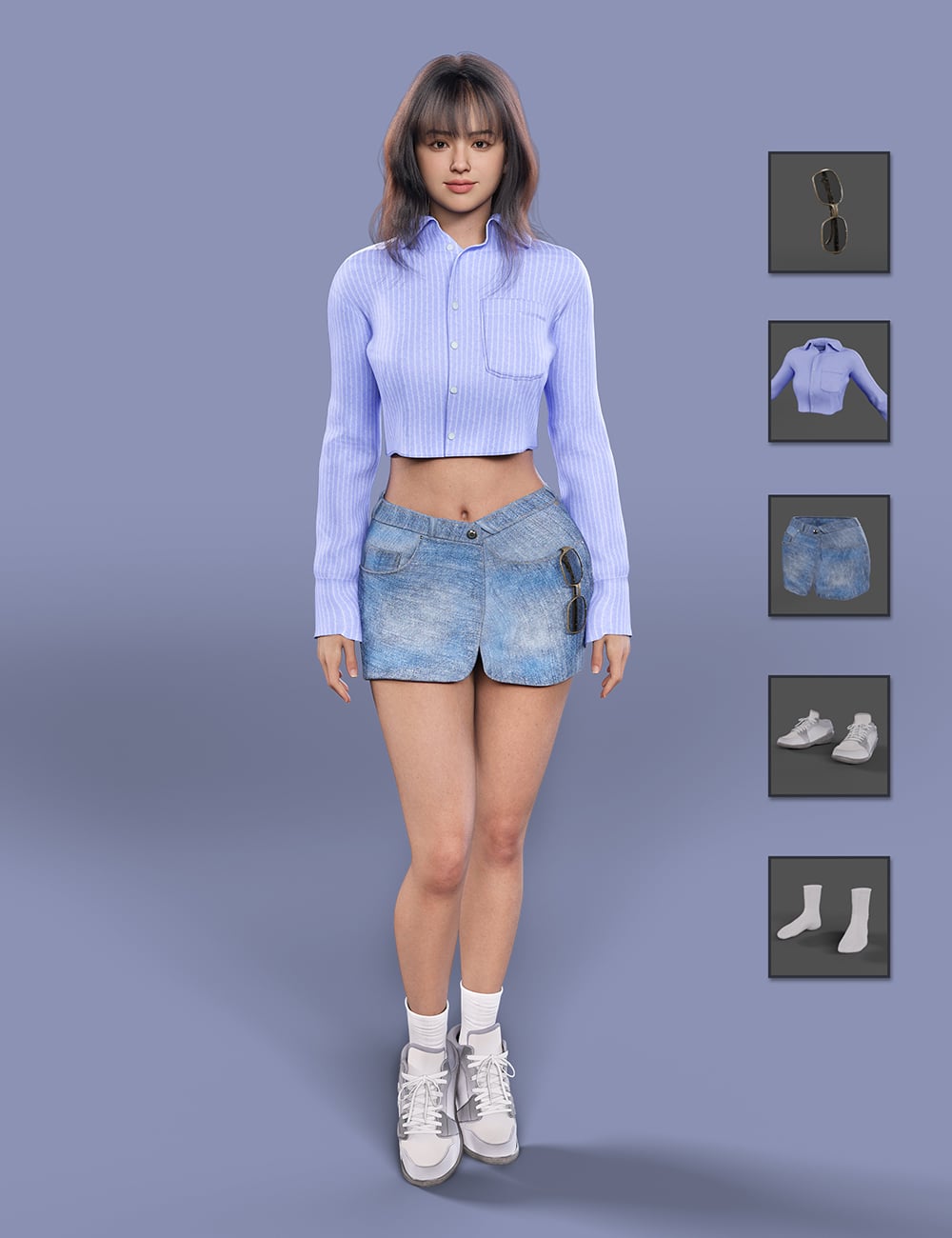 dForce MB American Casual Style for Genesis 9 Feminine by: Magic Brush, 3D Models by Daz 3D