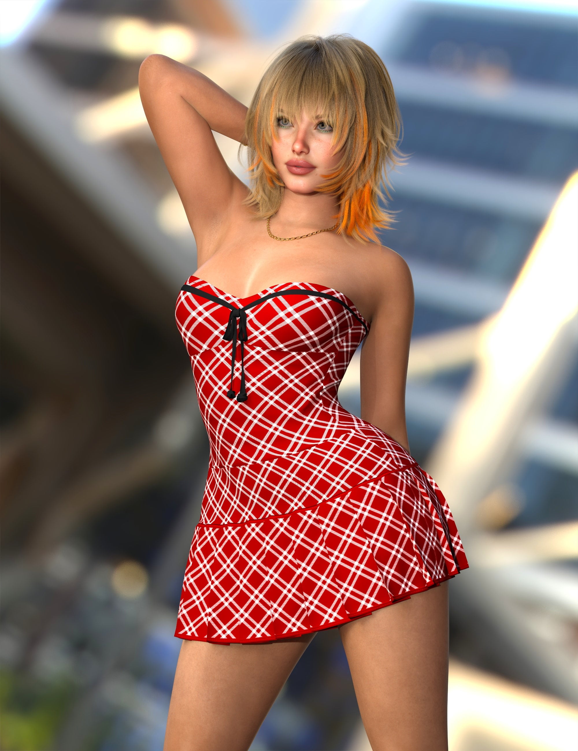 dForce City Muse Dress for Genesis 9 by: Nelmi, 3D Models by Daz 3D
