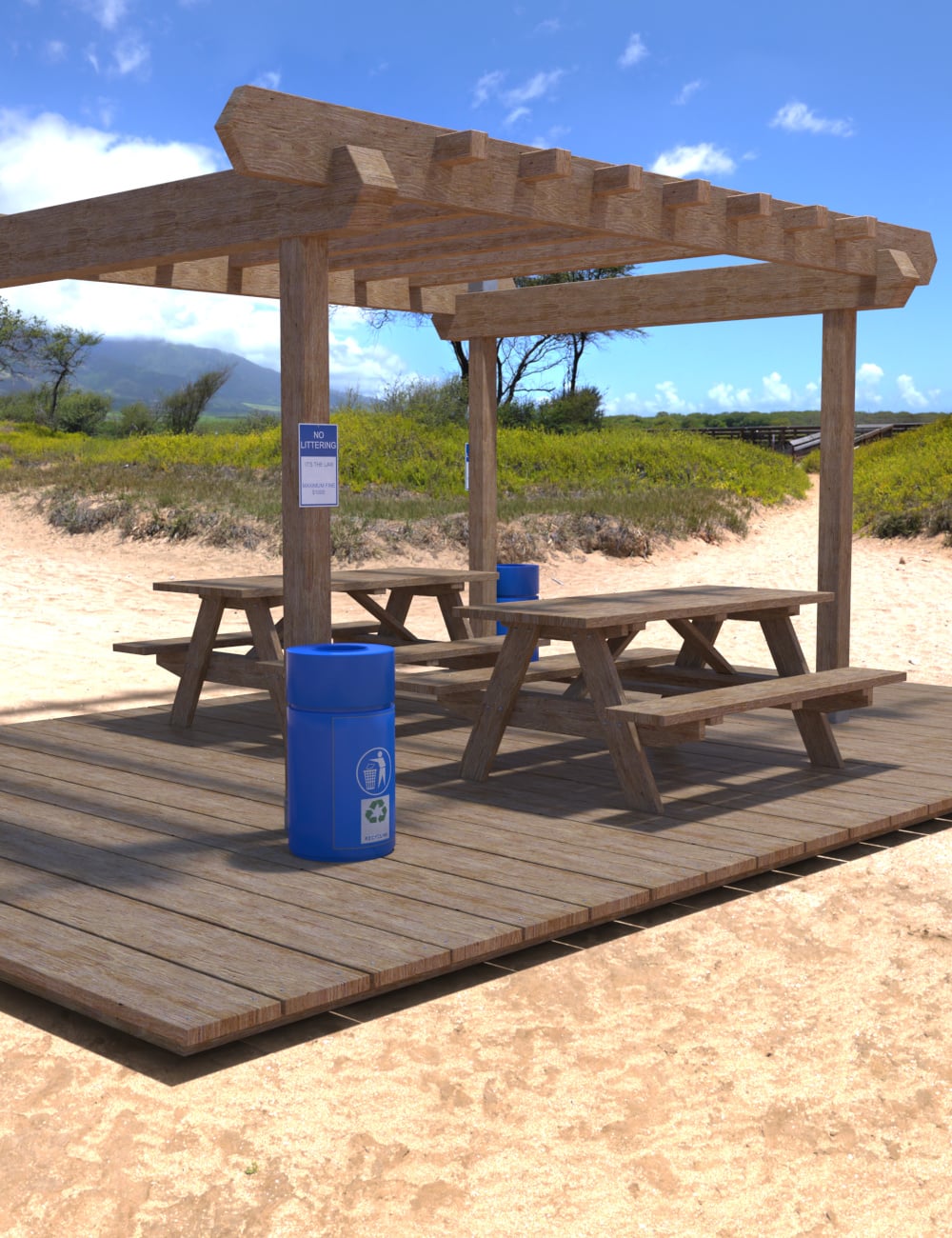 Beach Picnic Deck Vignette by: , 3D Models by Daz 3D