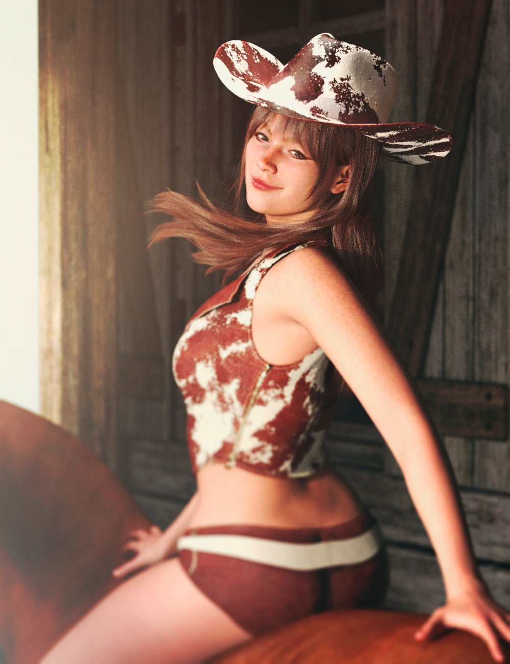 LA Cowgirl Poses and Hat for Genesis 9 Female and Horse 3 by: Laia, 3D Models by Daz 3D