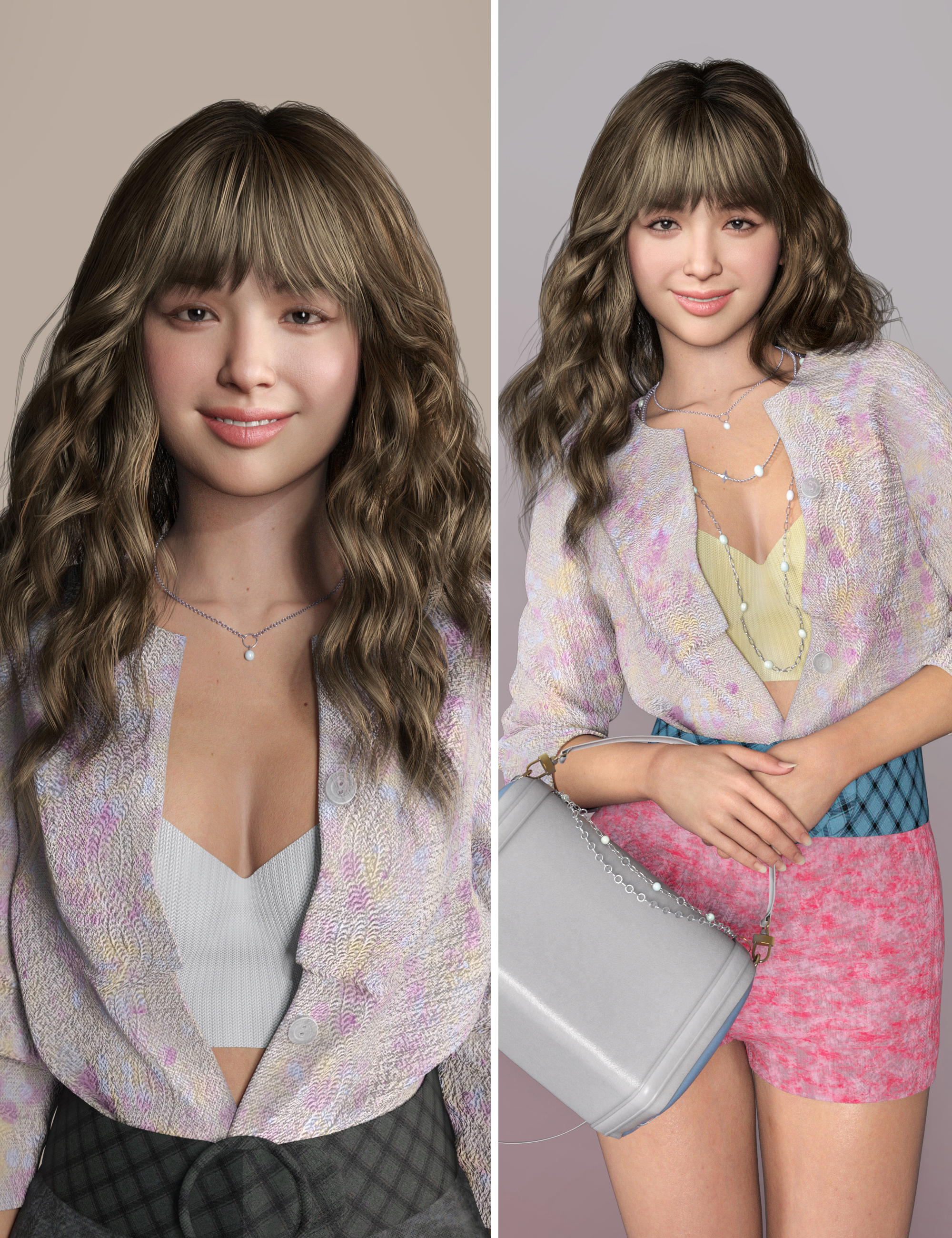 dForce Dynamic Curly Hair and Chic Luxury Set Genesis 9 Feminine by: Magic Brush, 3D Models by Daz 3D