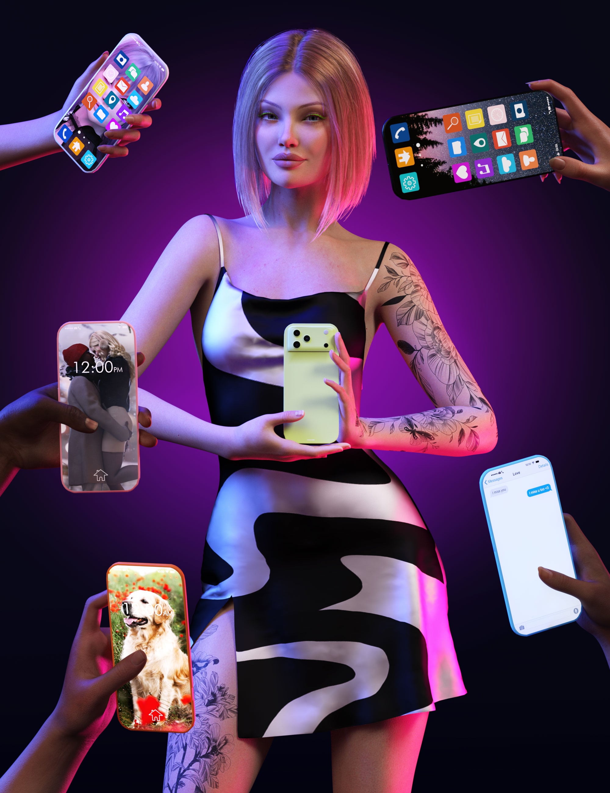 Text & Chill Poses and Prop for Genesis 9 by: 3D SugarStardust AngelCosmoXpressionFriendship Studio, 3D Models by Daz 3D