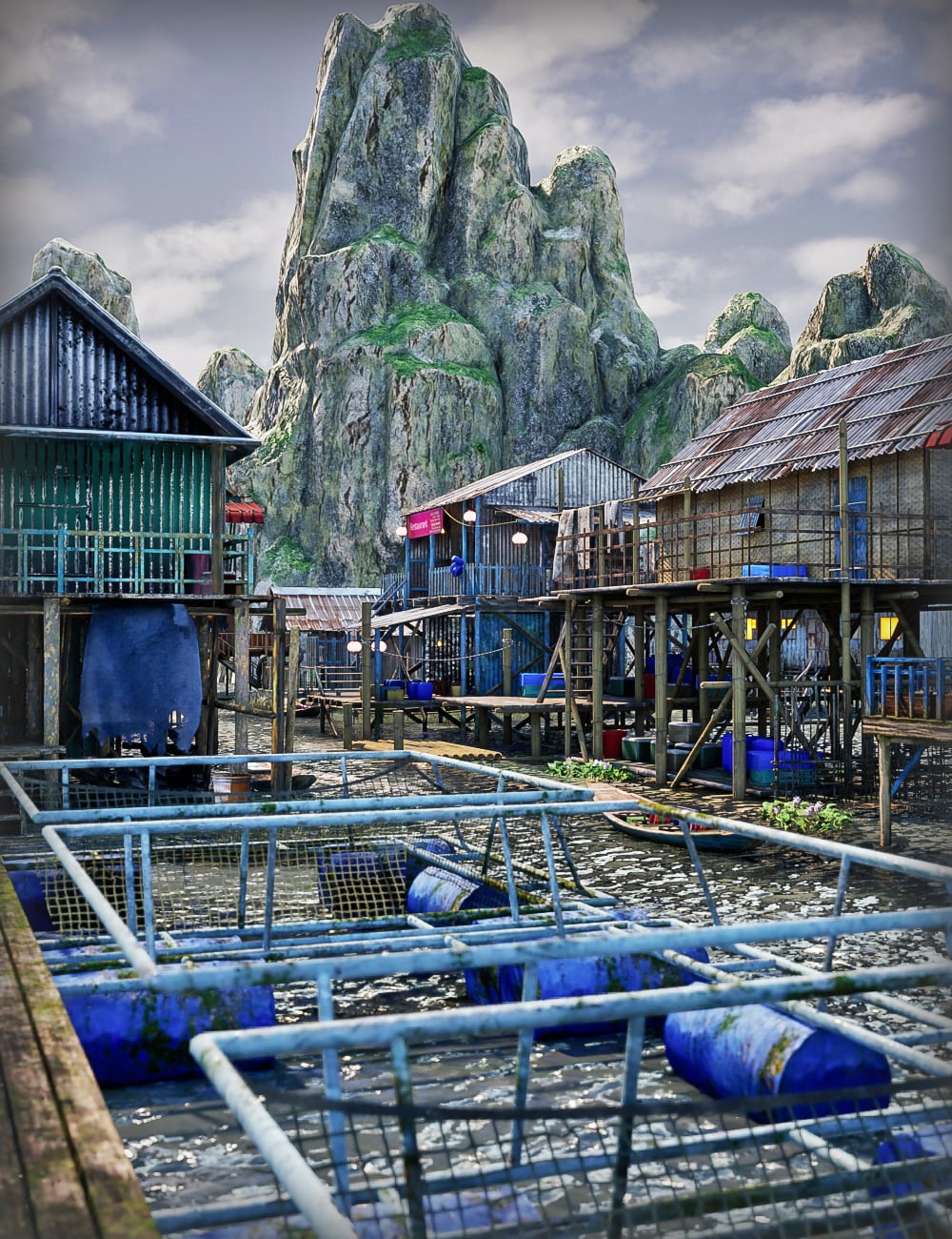XI Floating Village by: Xivon, 3D Models by Daz 3D