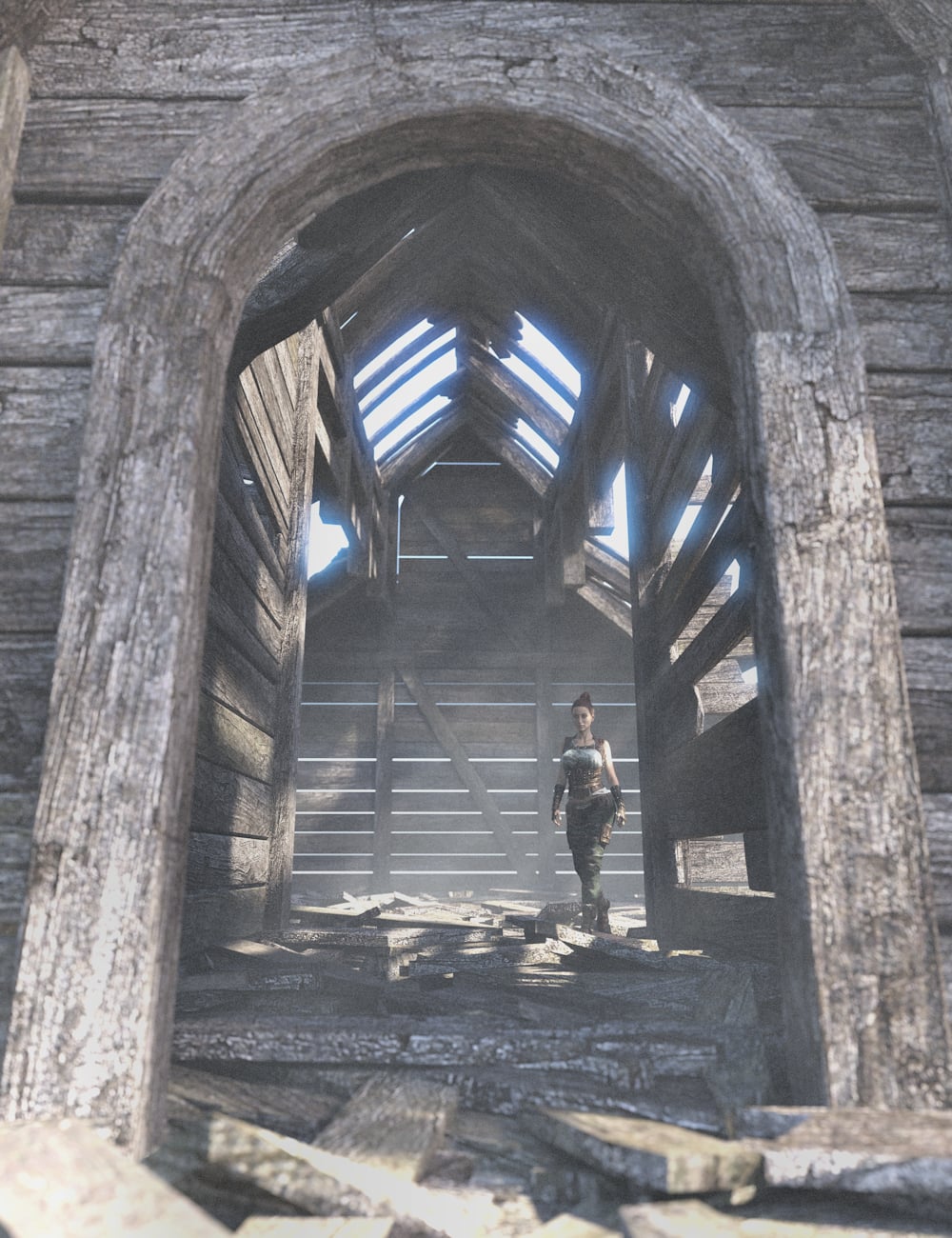 Wooden Church Ruins 2 by: Enterables, 3D Models by Daz 3D
