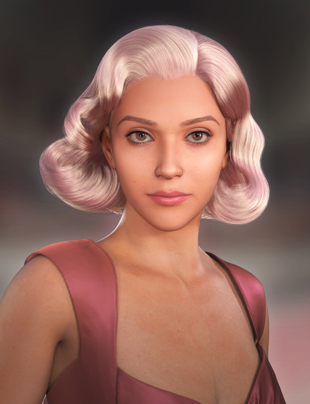 40s Hollywood Waves Short Hair for Genesis 8 and Genesis 9 by: Lara Belaeva, 3D Models by Daz 3D