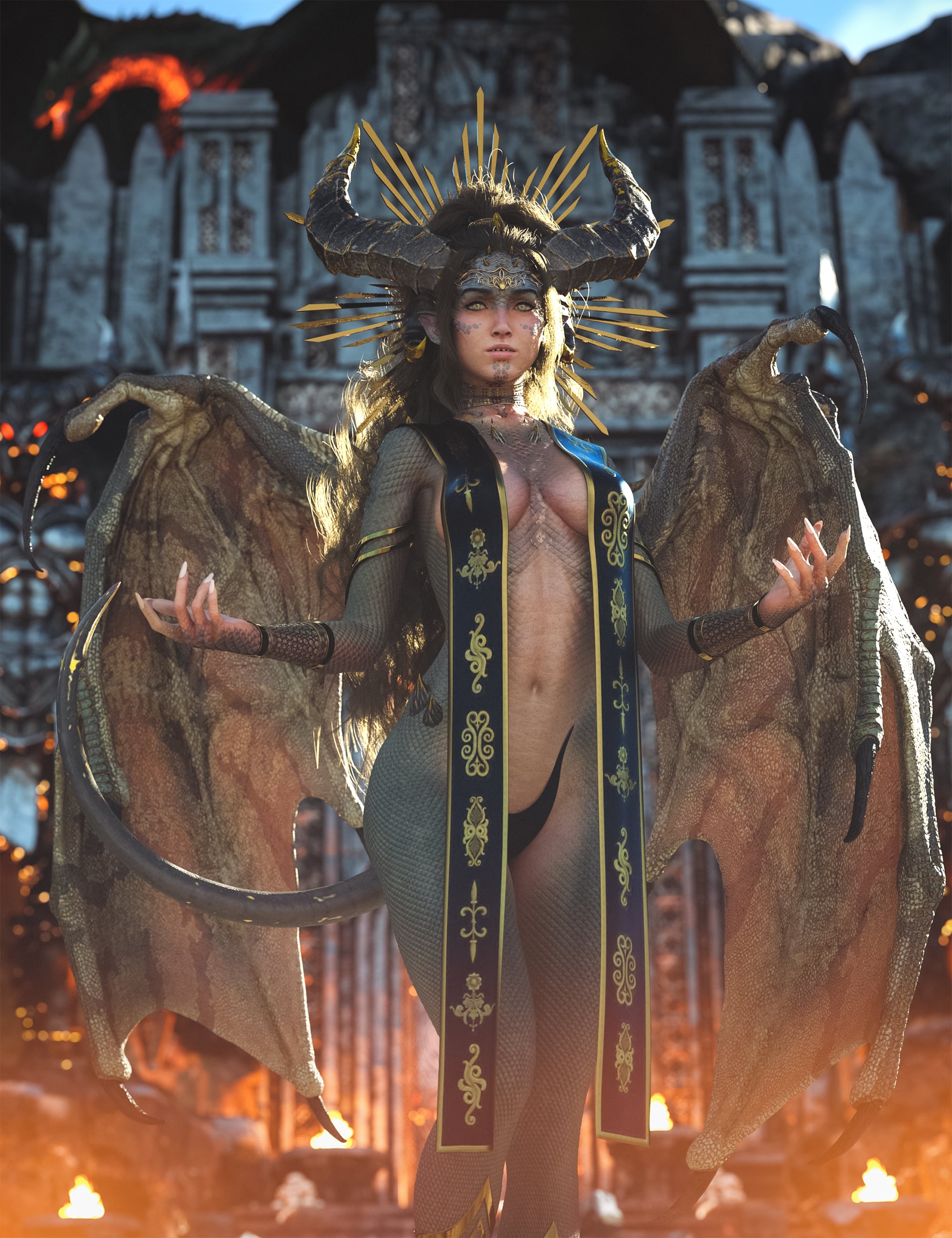 AH dForce Throne Tease Outfit For Genesis 9 by: Aesthetic House, 3D Models by Daz 3D