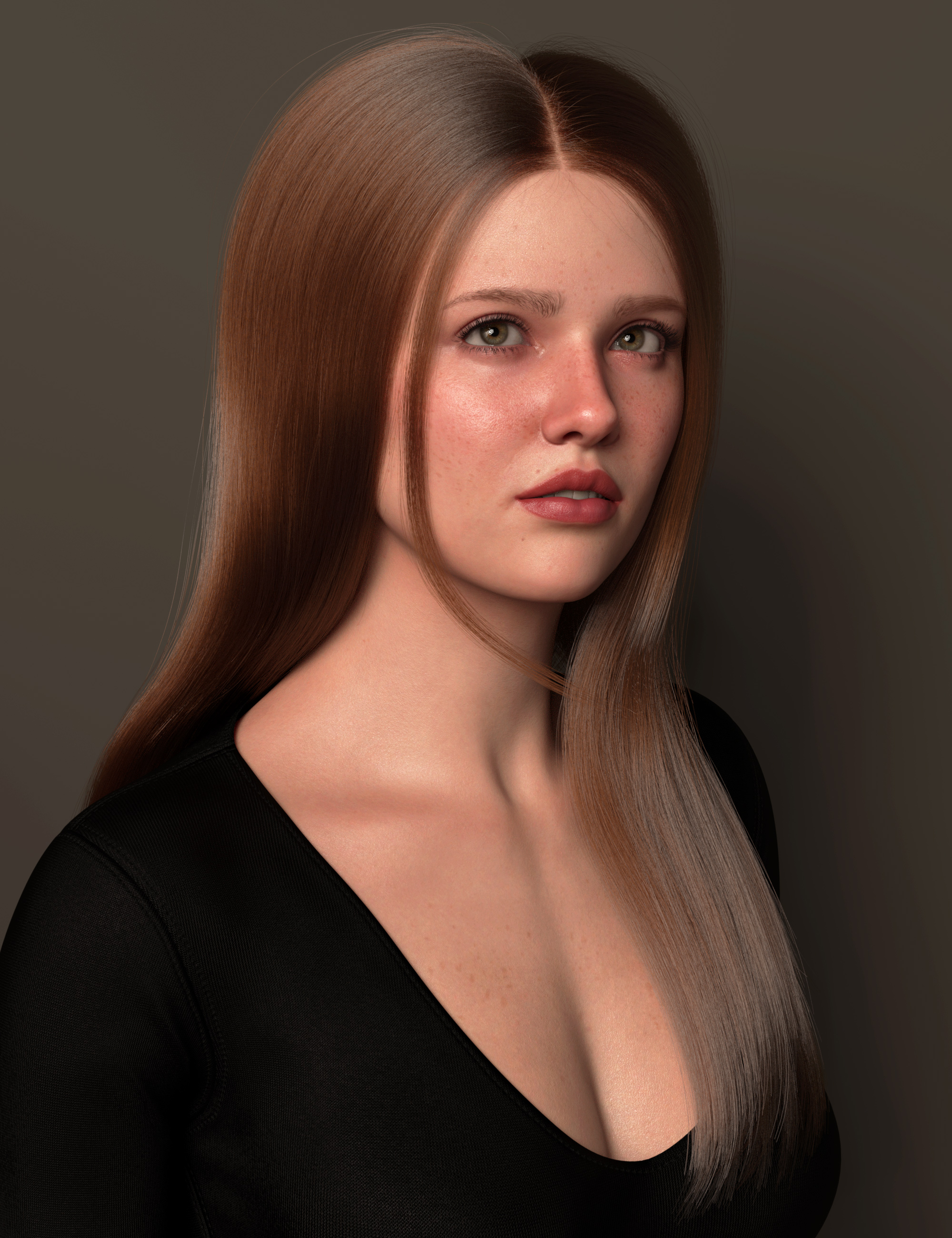 dForce Off-Center Parting Sleek Style Strand-Based Hair for Genesis 9 by: outoftouch, 3D Models by Daz 3D