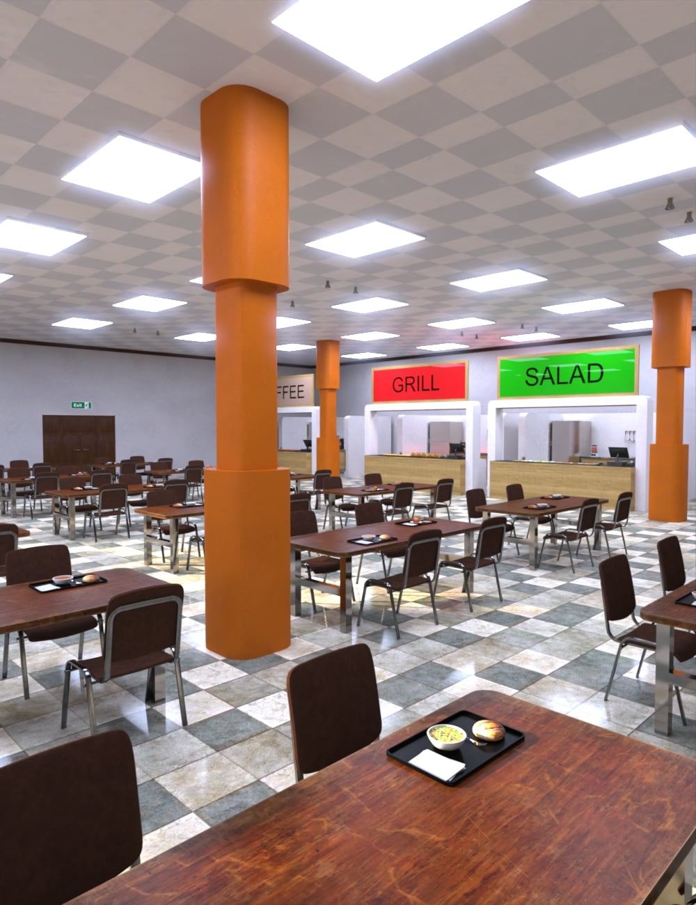 AP College Cafeteria by: AcharyaPolina, 3D Models by Daz 3D