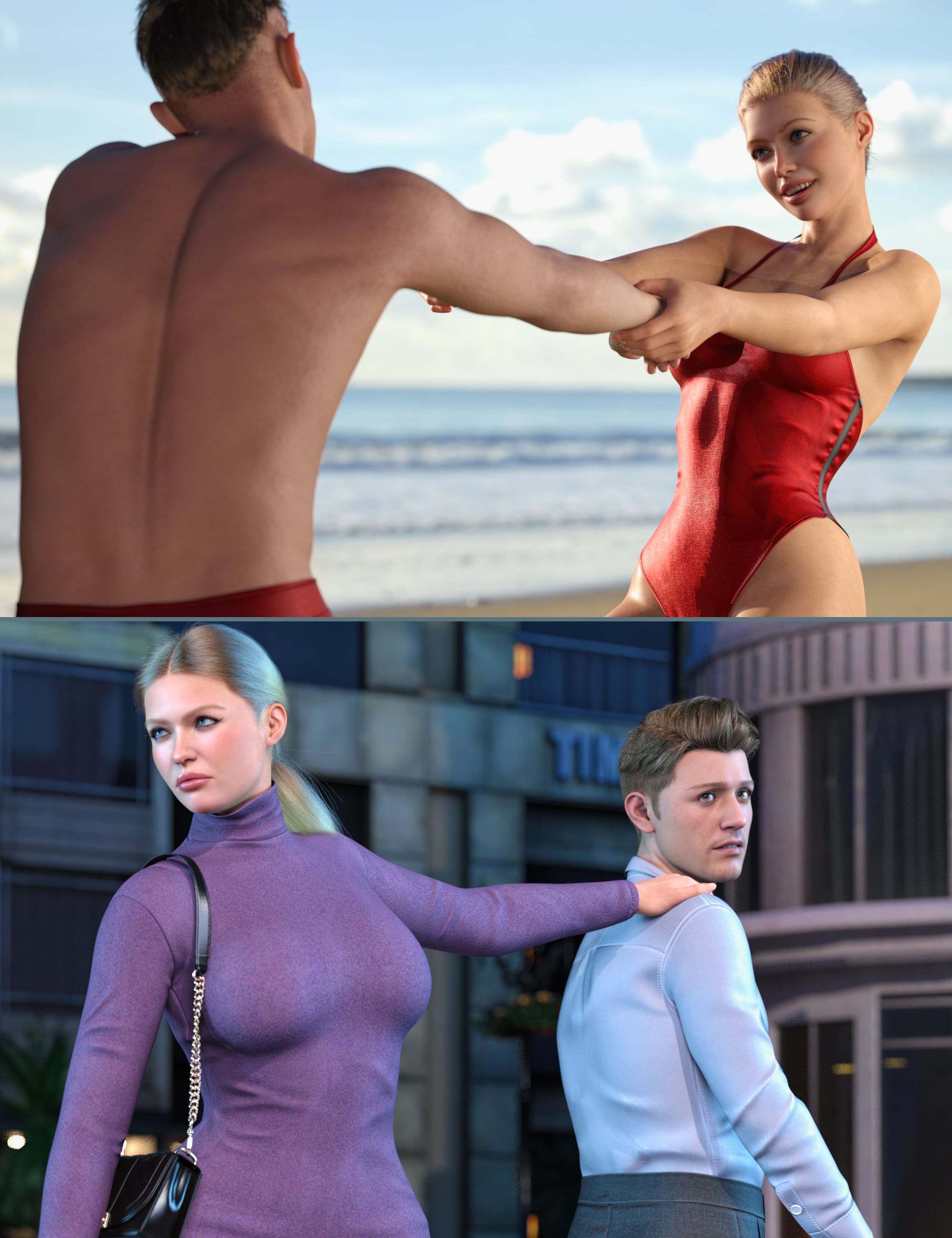 Z Pull Me Closer Couple Poses for Genesis 9 and 8 by: Zeddicuss, 3D Models by Daz 3D