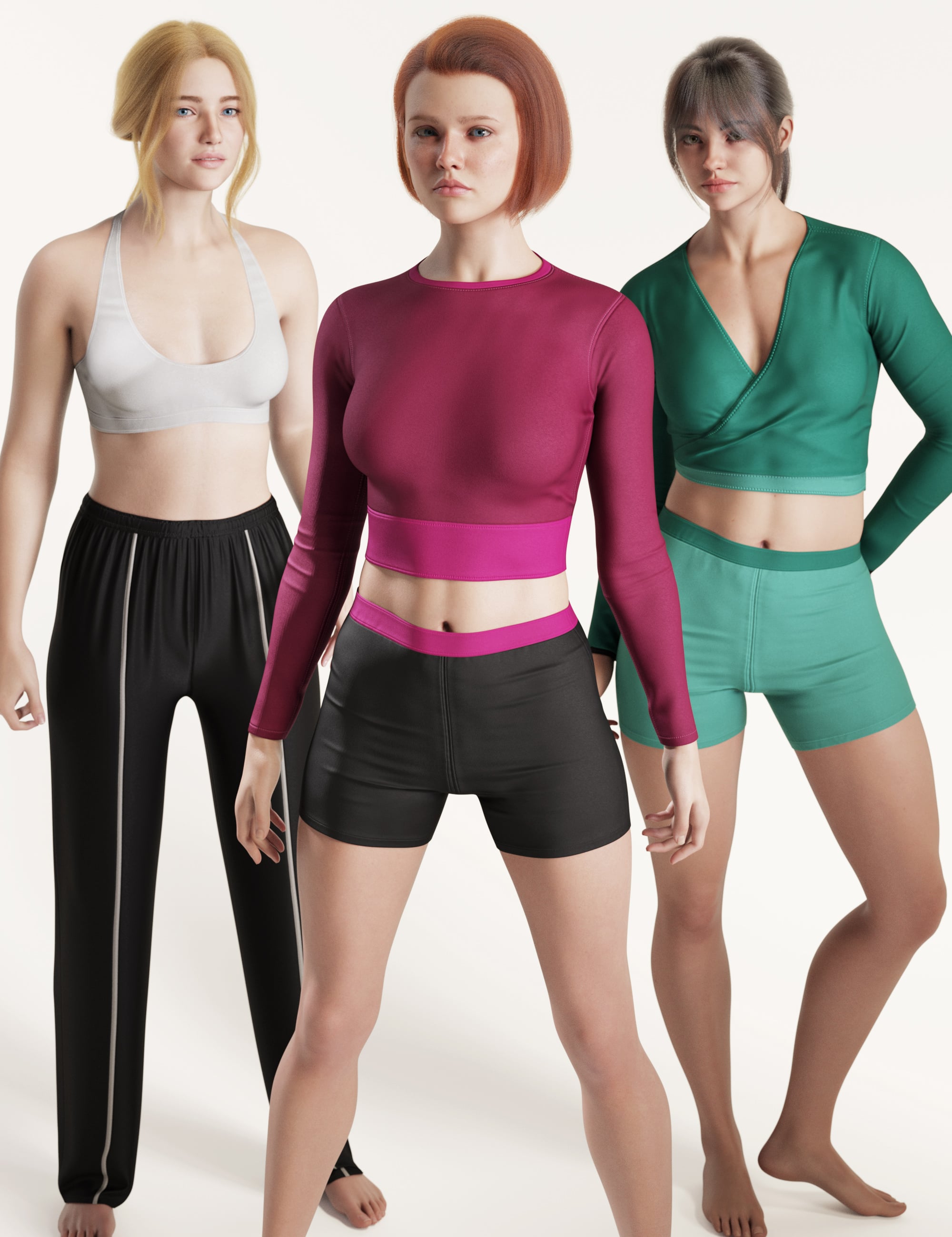 dForce 7-in-1 Sport Wear Wardrobe 1 for Genesis 9 by: outoftouch, 3D Models by Daz 3D
