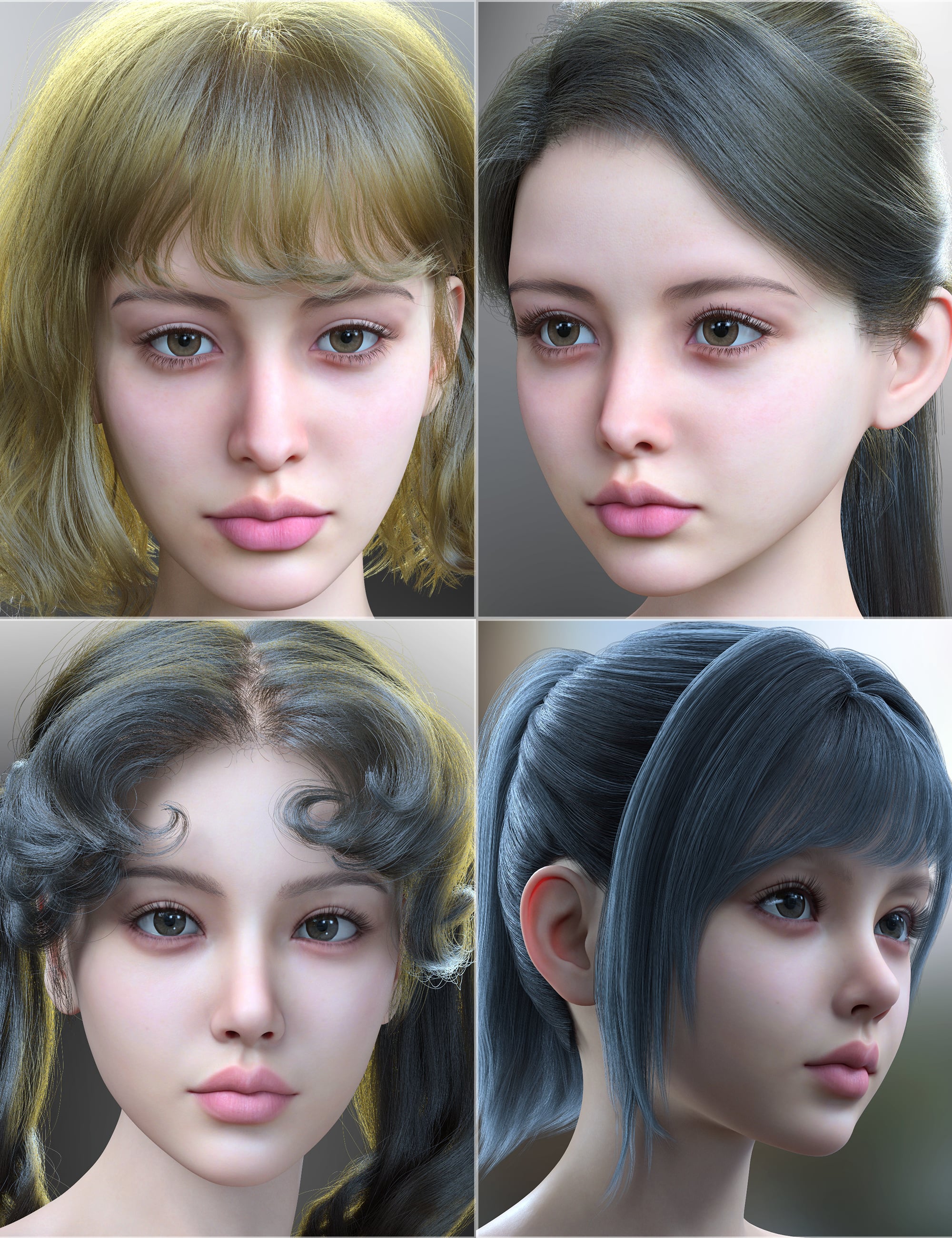 Vo Thea and Young, and Vo Ryn and Young HD for Genesis 9 Character Bundle by: VOOTW, 3D Models by Daz 3D