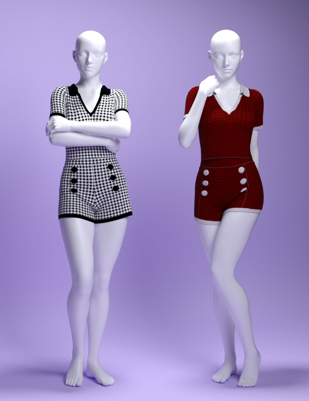 dForce MS Casual Polo Outfit for Genesis 9 and 8 Female by: MavisSky, 3D Models by Daz 3D