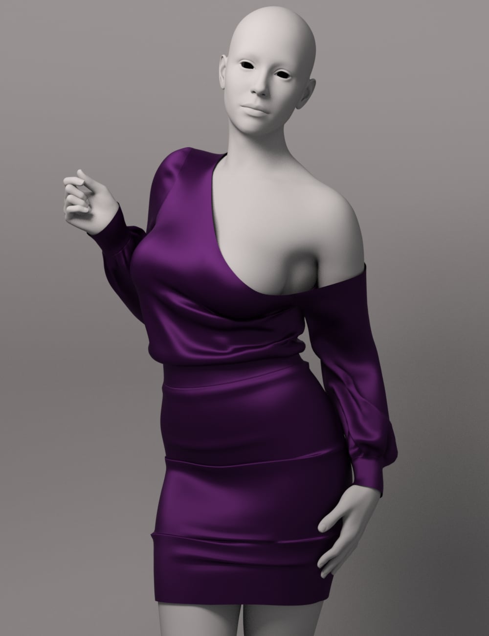 dForce EG PYBD One-Shoulder Dress for Genesis 9 by: Ergou, 3D Models by Daz 3D