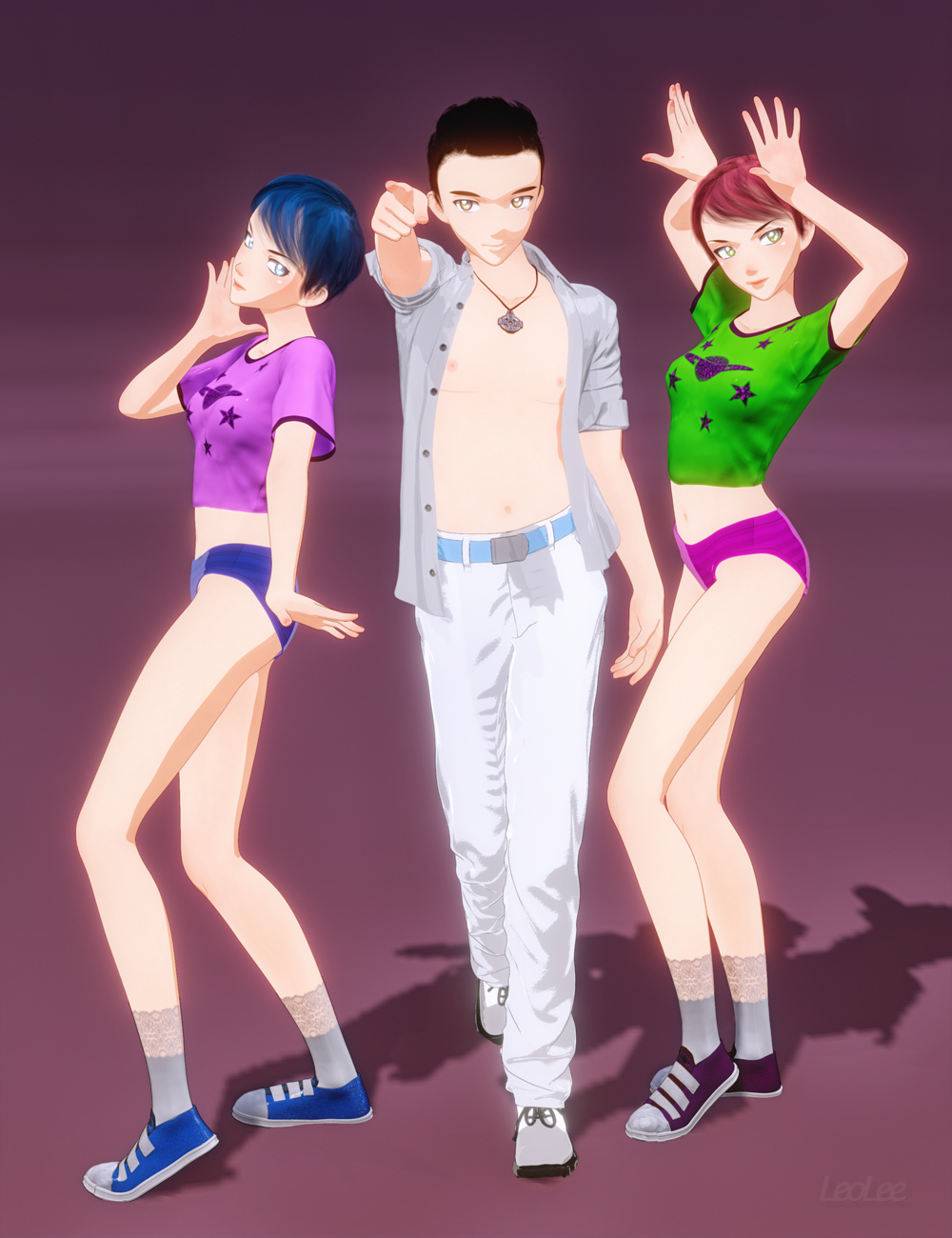 K-Pop Poses For Genesis 9 Anime by: Leo Lee, 3D Models by Daz 3D