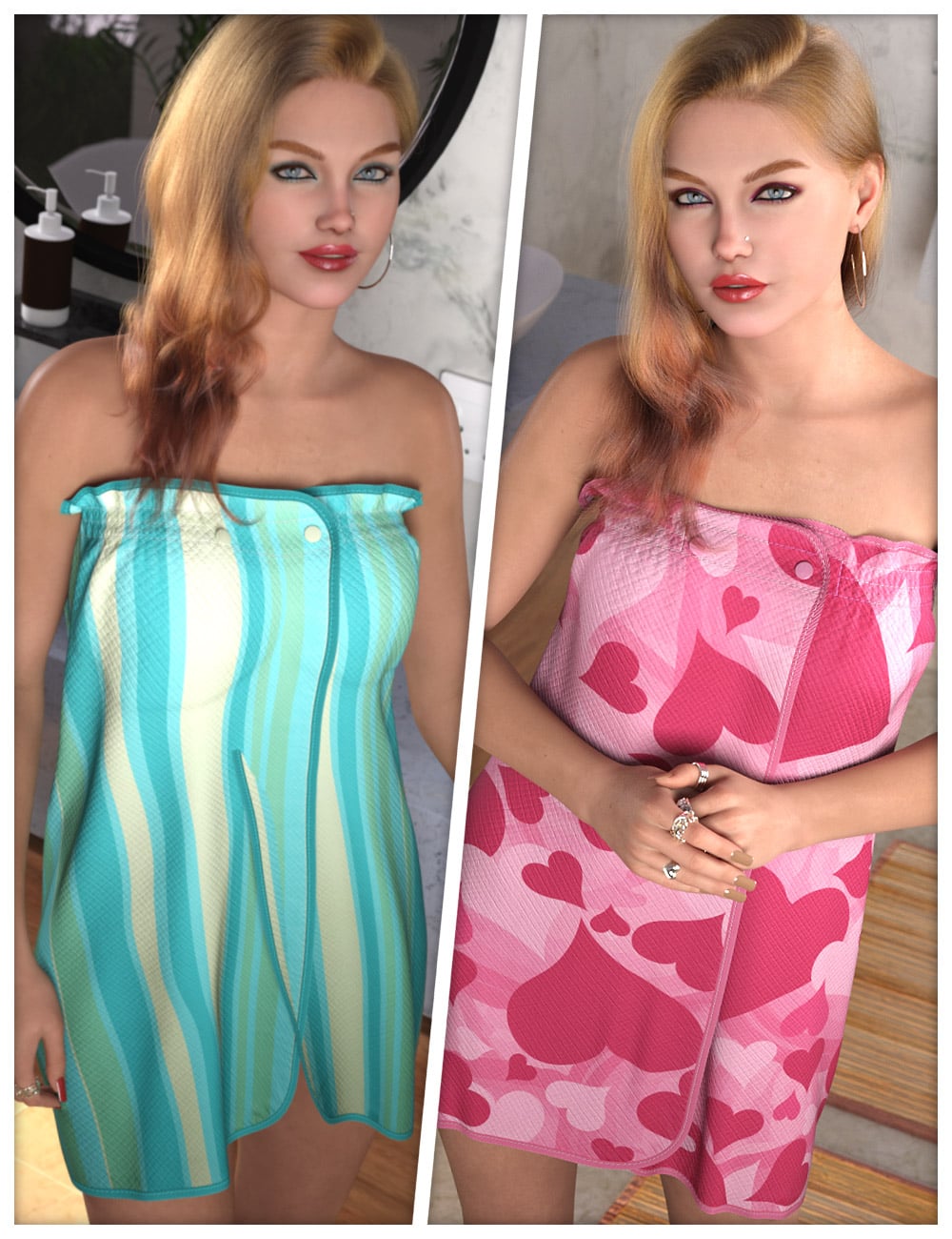 Everyday Textures for dForce SU Simple Bathrobe by: ShanasSoulmate, 3D Models by Daz 3D