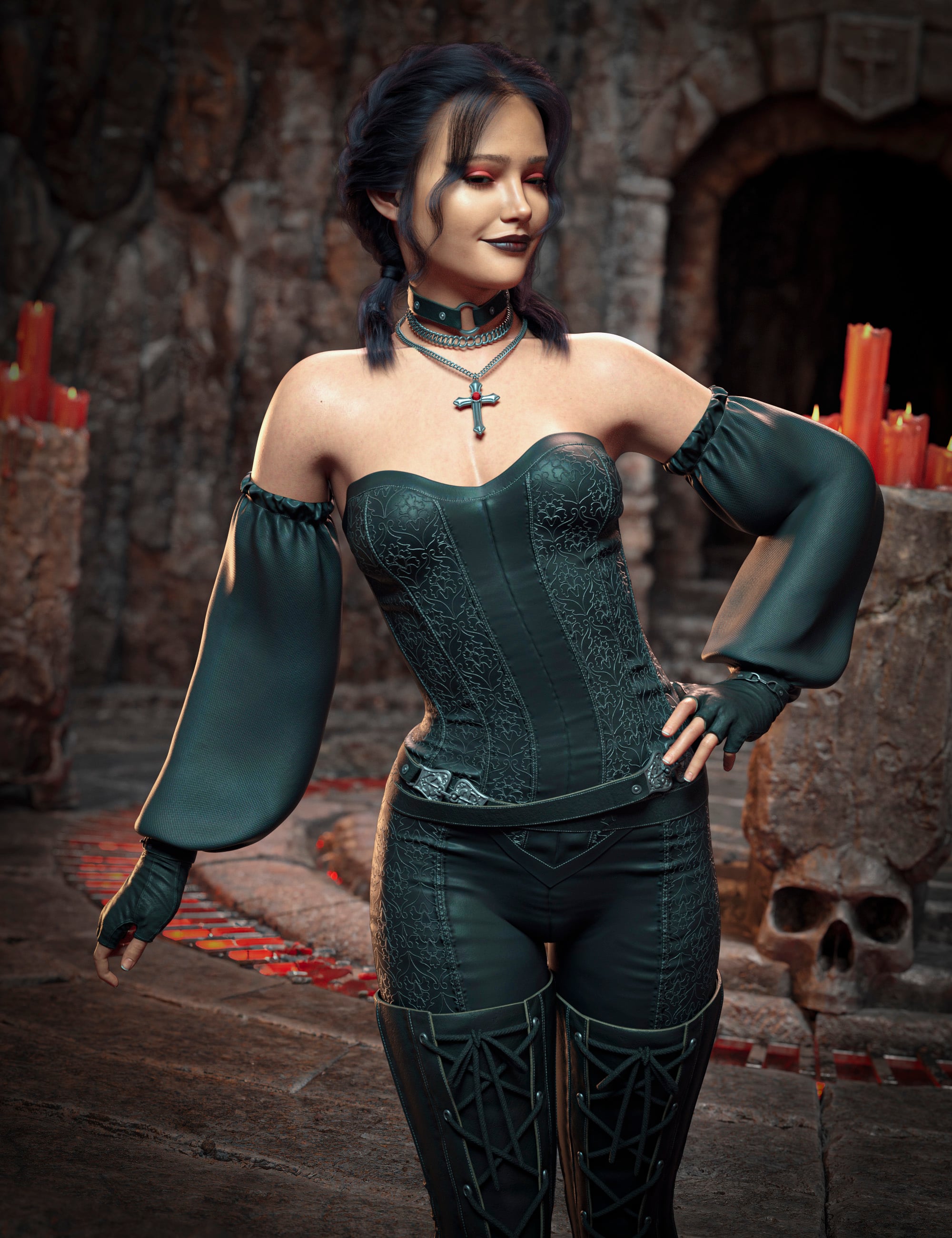 Midnight Vampire HD Outfit for Genesis 9 by: Luthbellina, 3D Models by Daz 3D